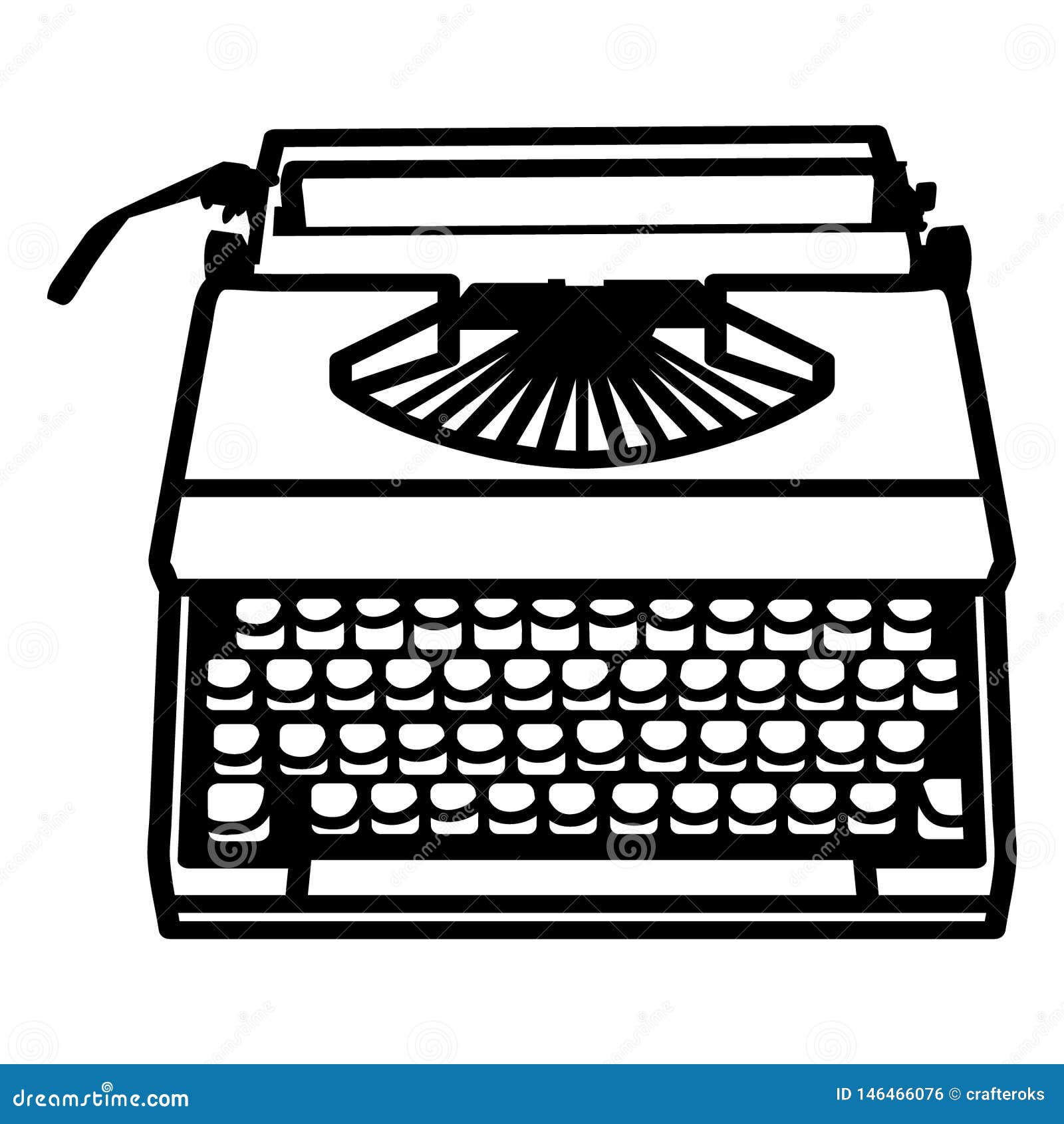 Typewriter Hand Drawn, Vector, Eps, Logo, Icon, Silhouette Illustration