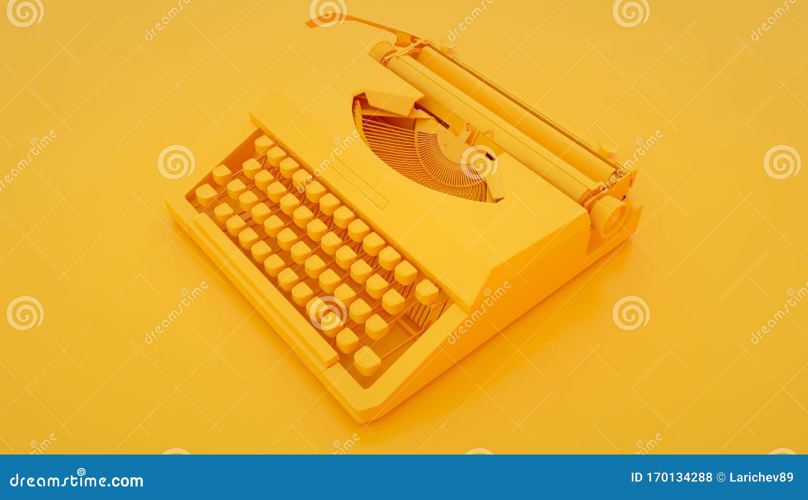 Typewriter on Yellow Background. 3d Illustration Stock Illustration
