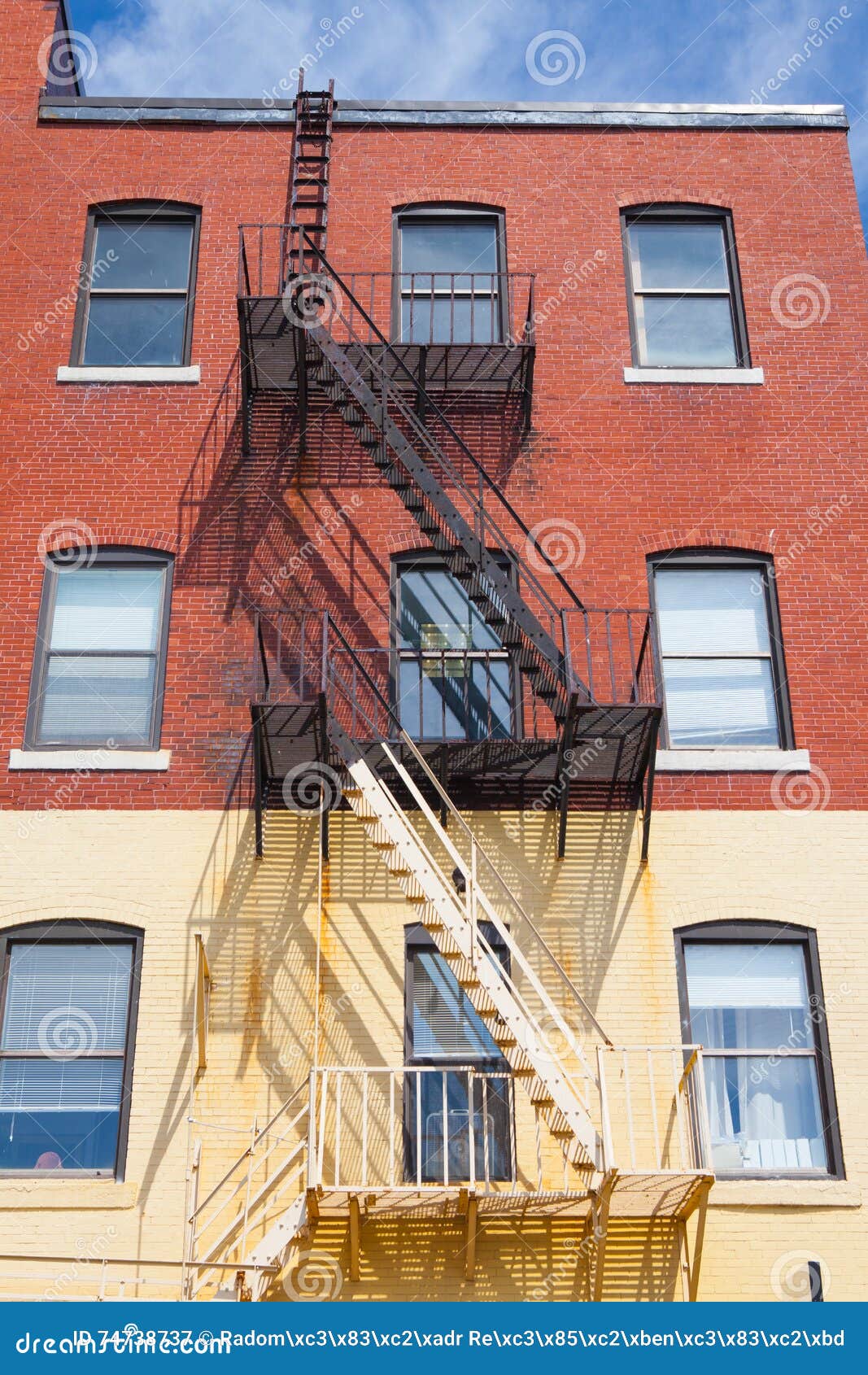The Typical American Fire Escape Ladder Stock Image - Image of
