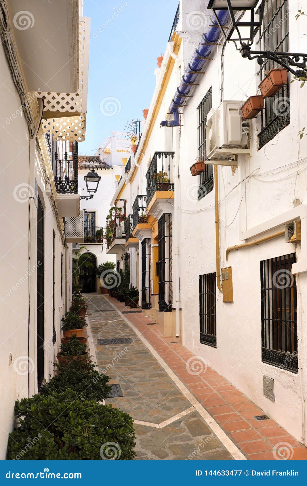 Typical Andalucia Spain Old Village Spanish Whitewashed Houses Stock
