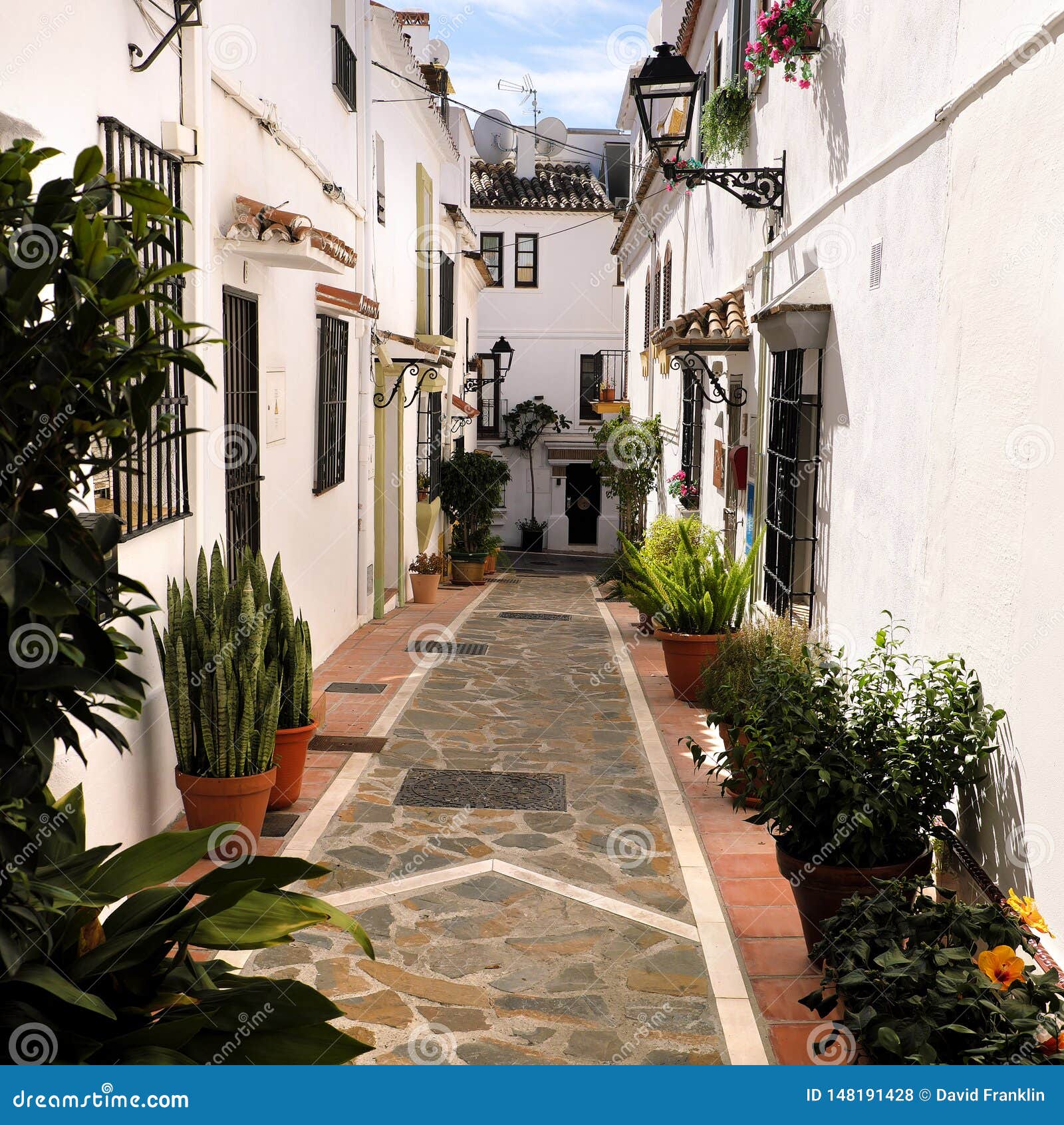Typical Spanish Spain Old Village Whitewashed Houses Stock Photo