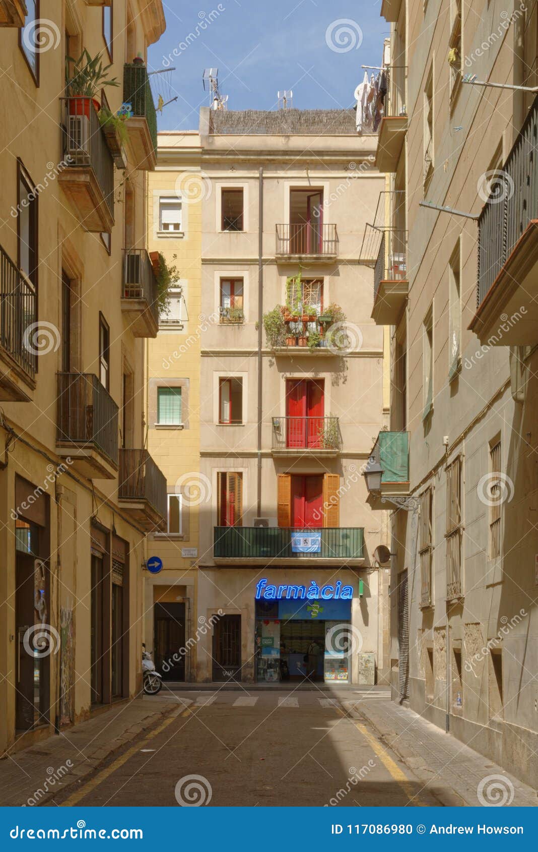 Typical Barcelona City Side Street, Spain Editorial Image - Image of ...
