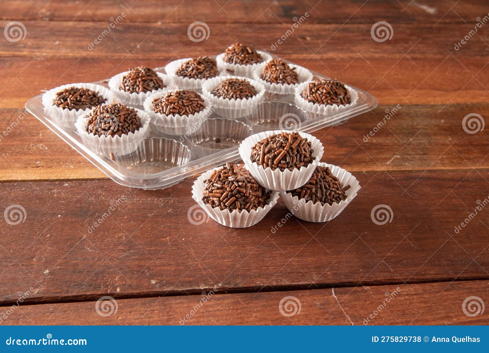 typical brazilian brigadeiros, various flavors over wooden board