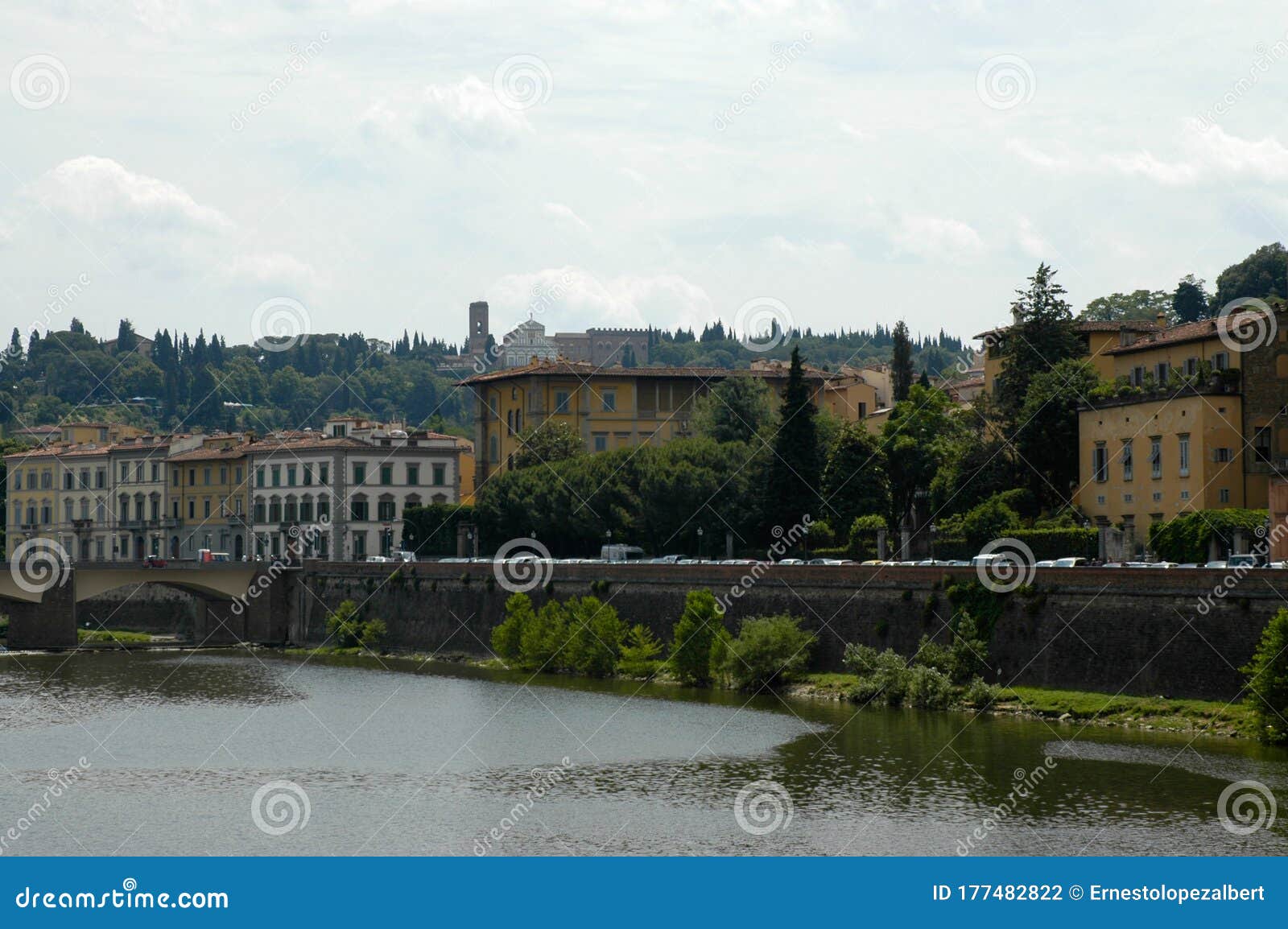 typical buildings by the river in italy