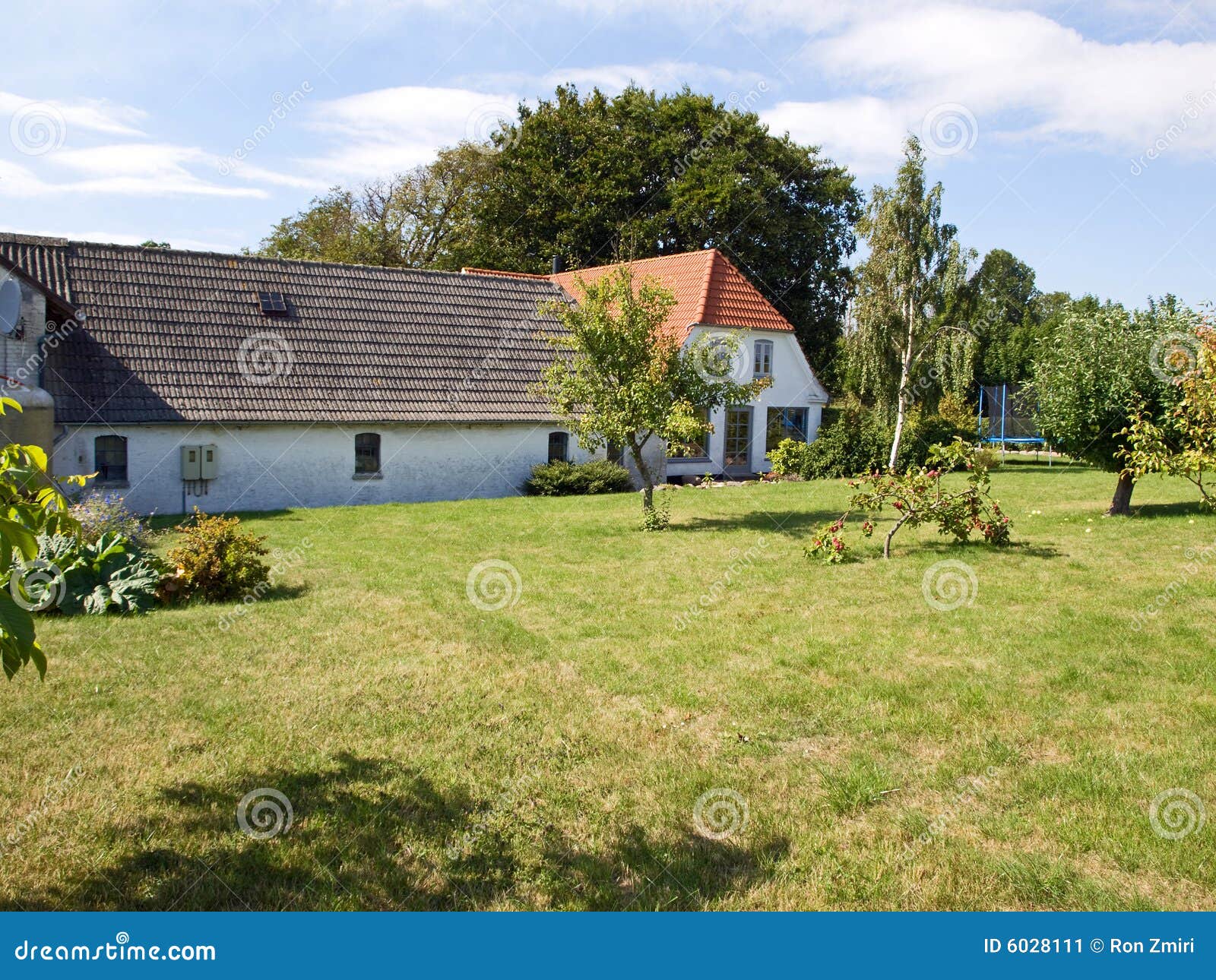 Typical Danish Country Home with Garden Stock Image Image of built