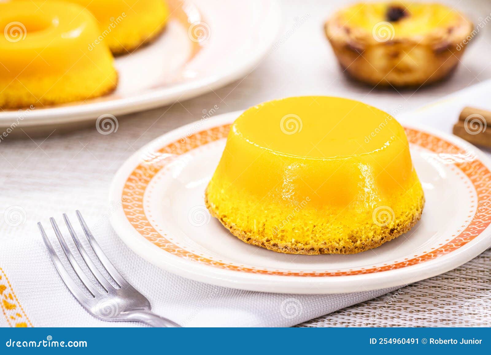 typical delicacy from brazil and portugal, sweet called brisa do lis or quindim, made with eggs
