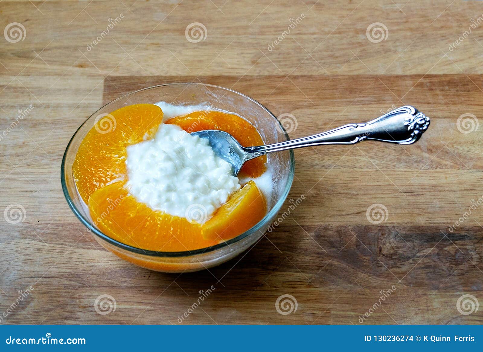 Typical Diet Food Of Cottage Cheese And Peaches Stock Photo