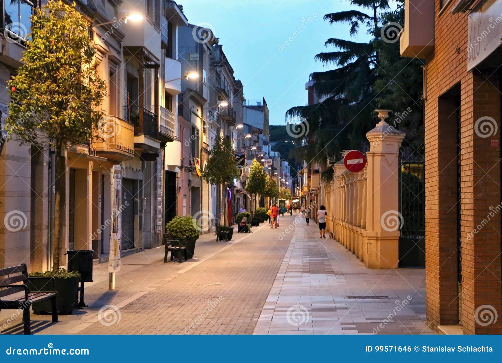 A Typical Evening Alley In The Old Part Of Malgrat De Mar Editorial Photo Image Of Background Person 99571646