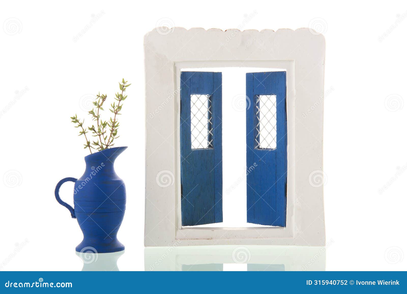 typical greek windows  over white background