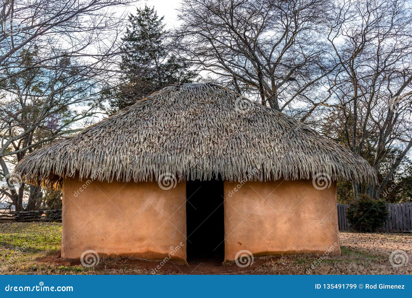 typical and historical wattle and daub houses used by cherokee and atsina indian tribes