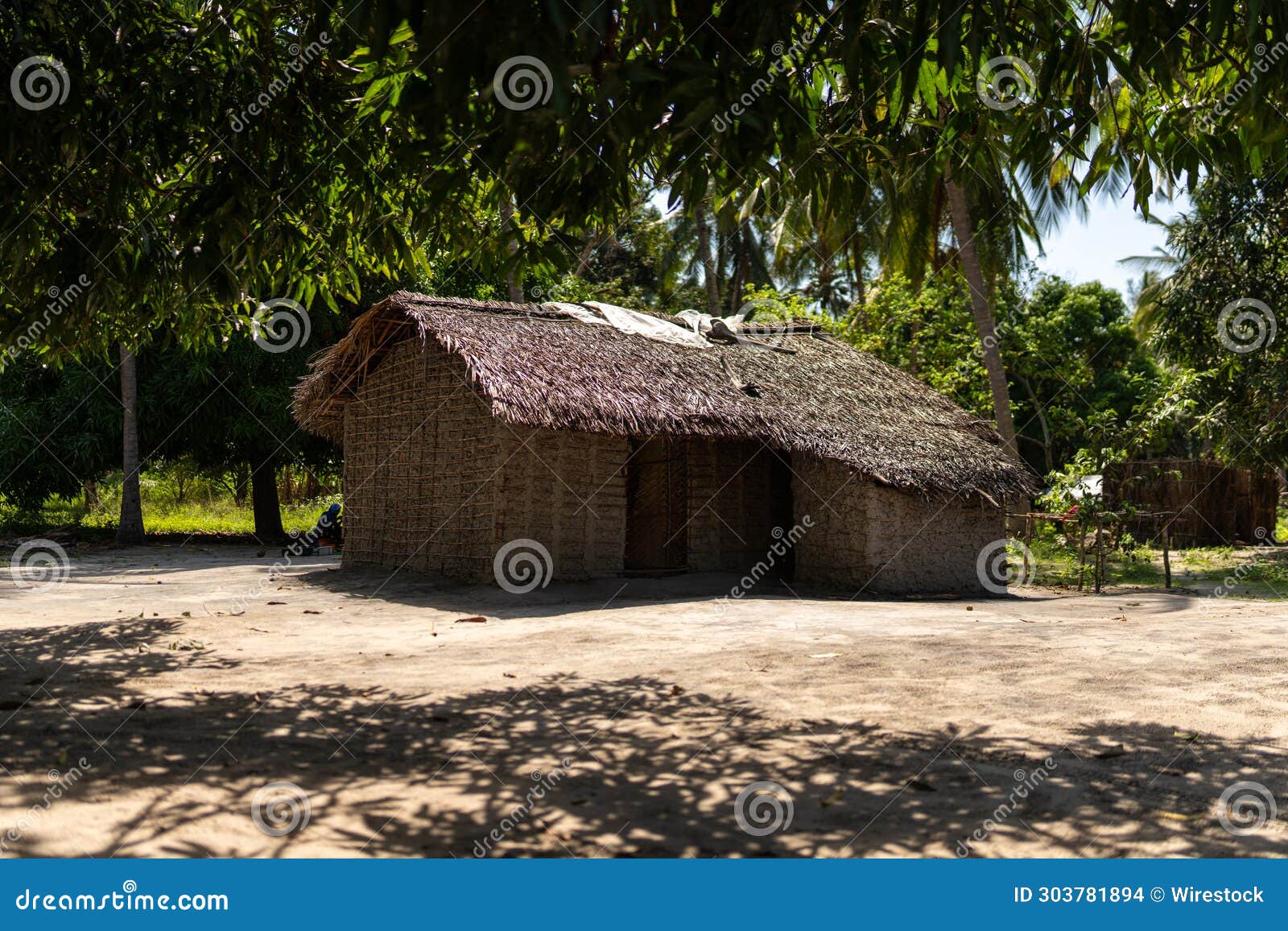 typical house in mocimboa da praia in cabo delgado province, mozambique