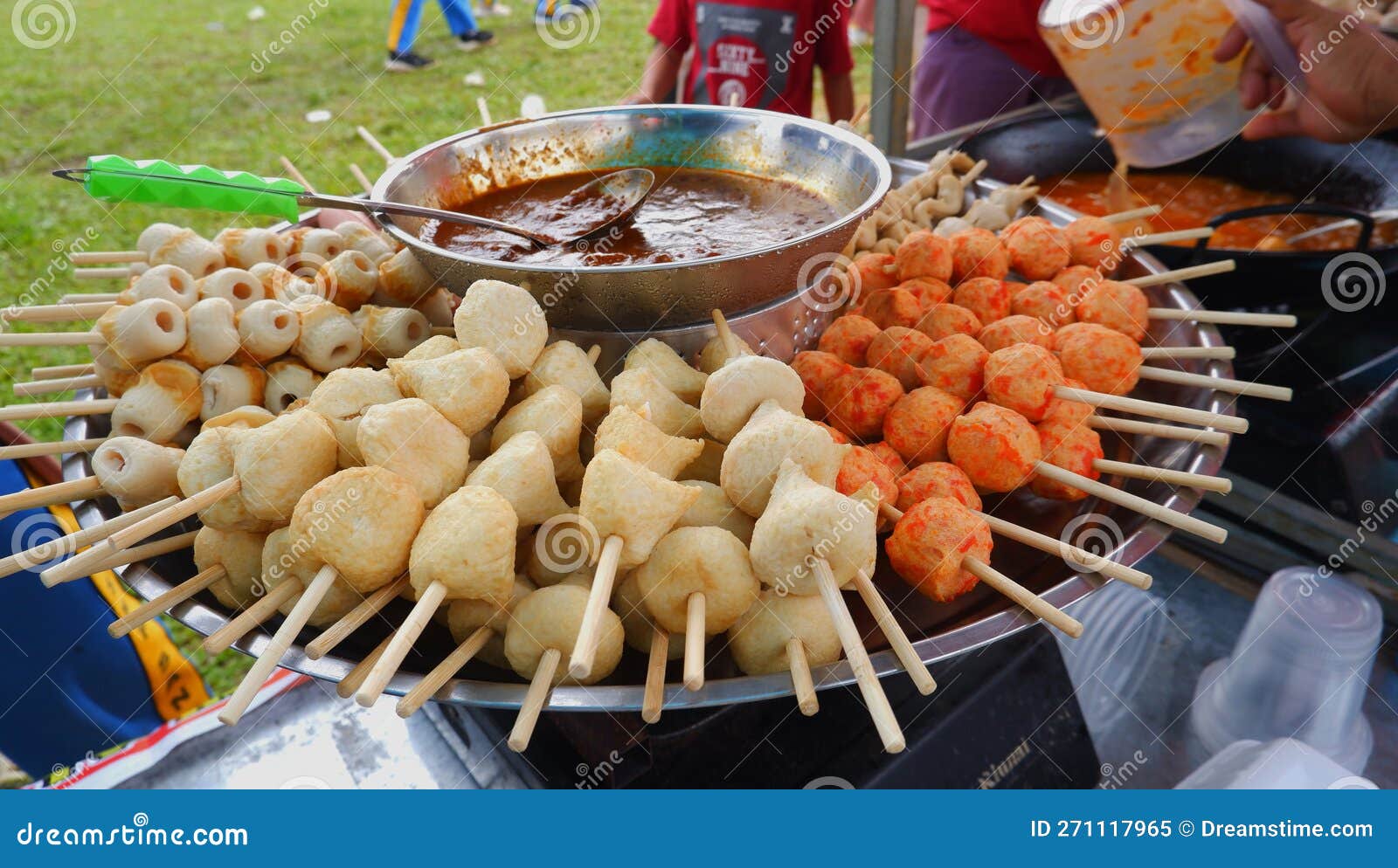 Typical Indonesian Street Food Menu Sold on the Edge of a Green Field