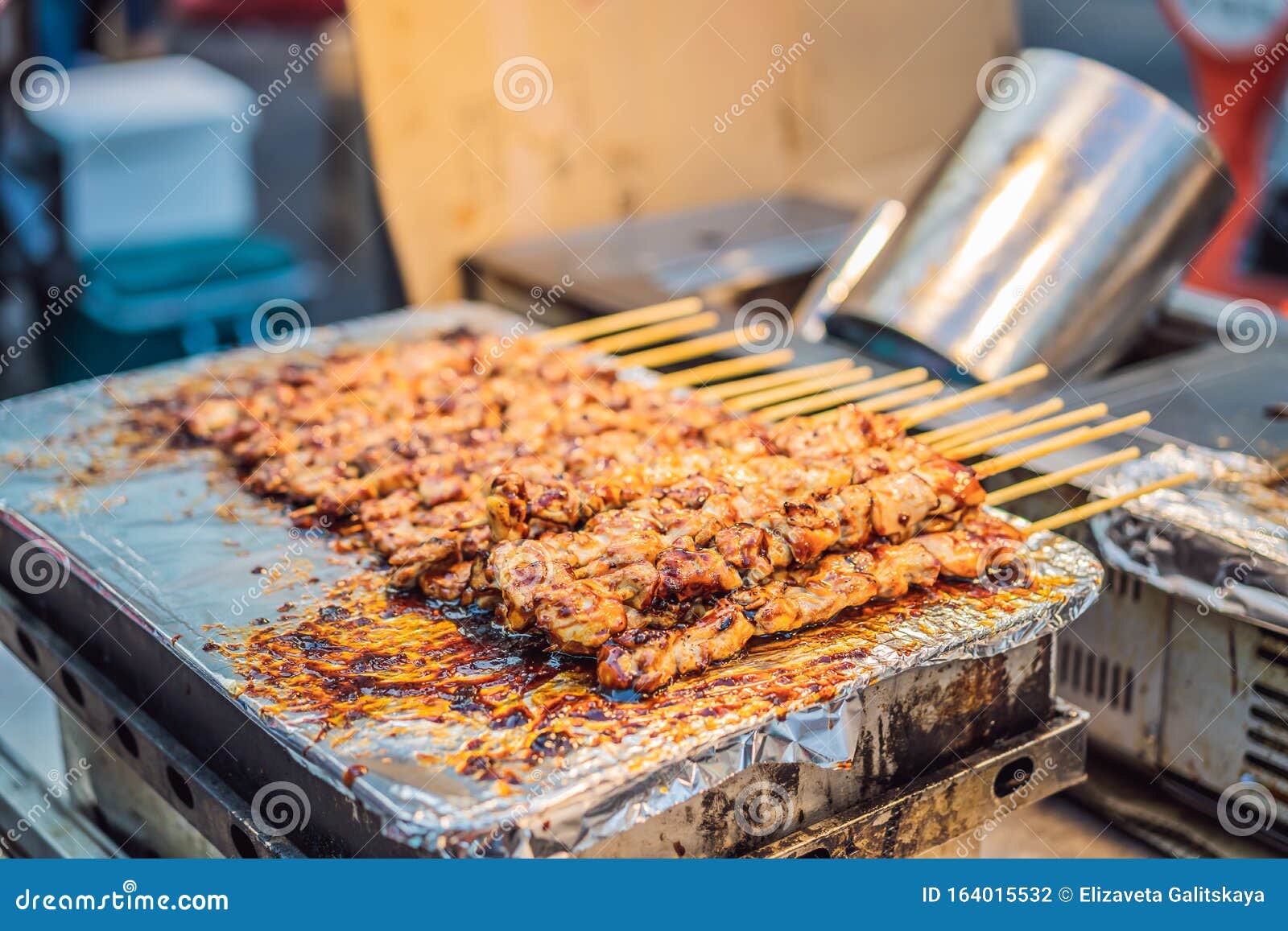 Typical Korean Street Food On A Walking Street Of Seoul. Spicy Fast