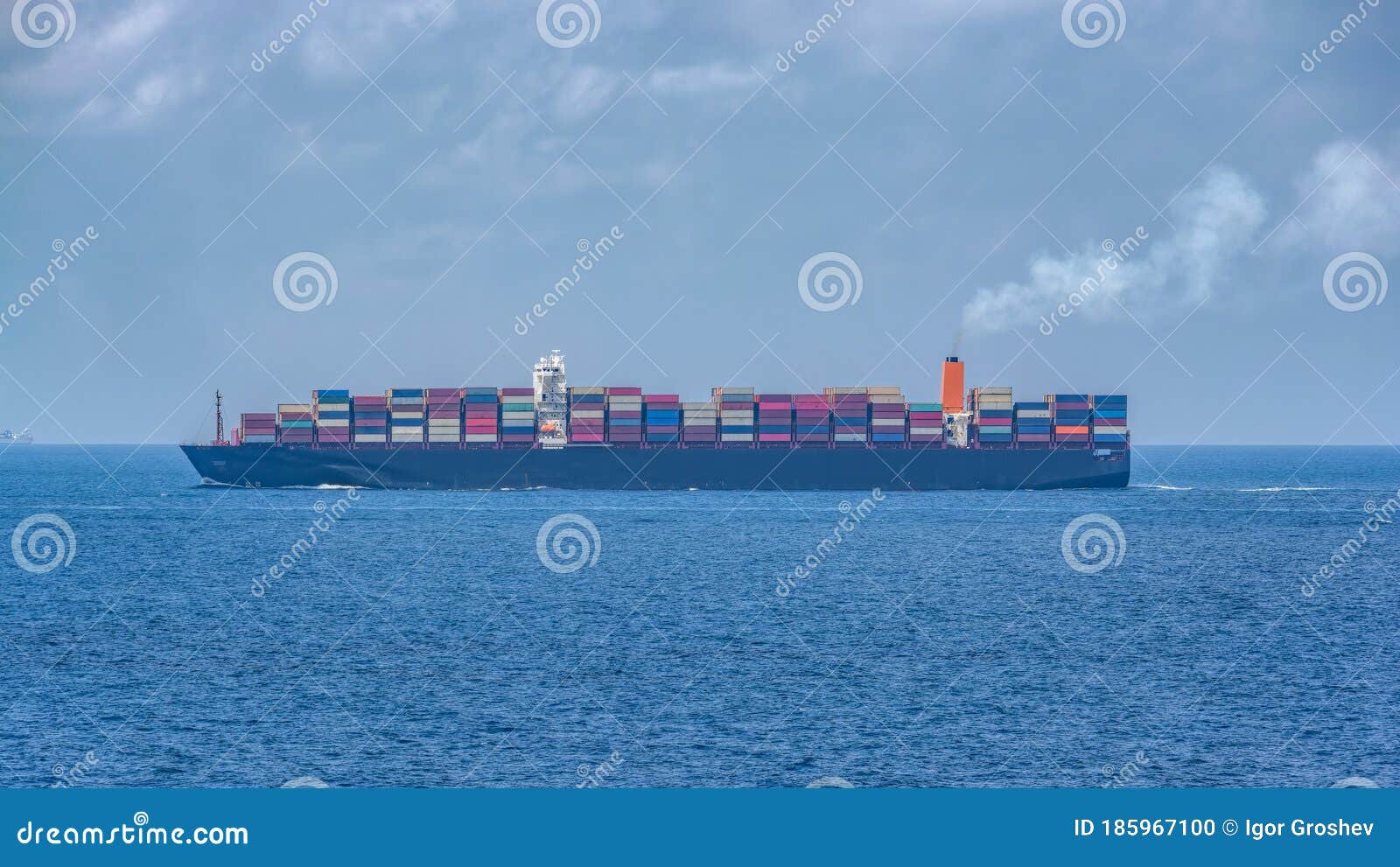 typical large boxship in  and layout have a twin-island , with the accommodation, including the navigation bridge,