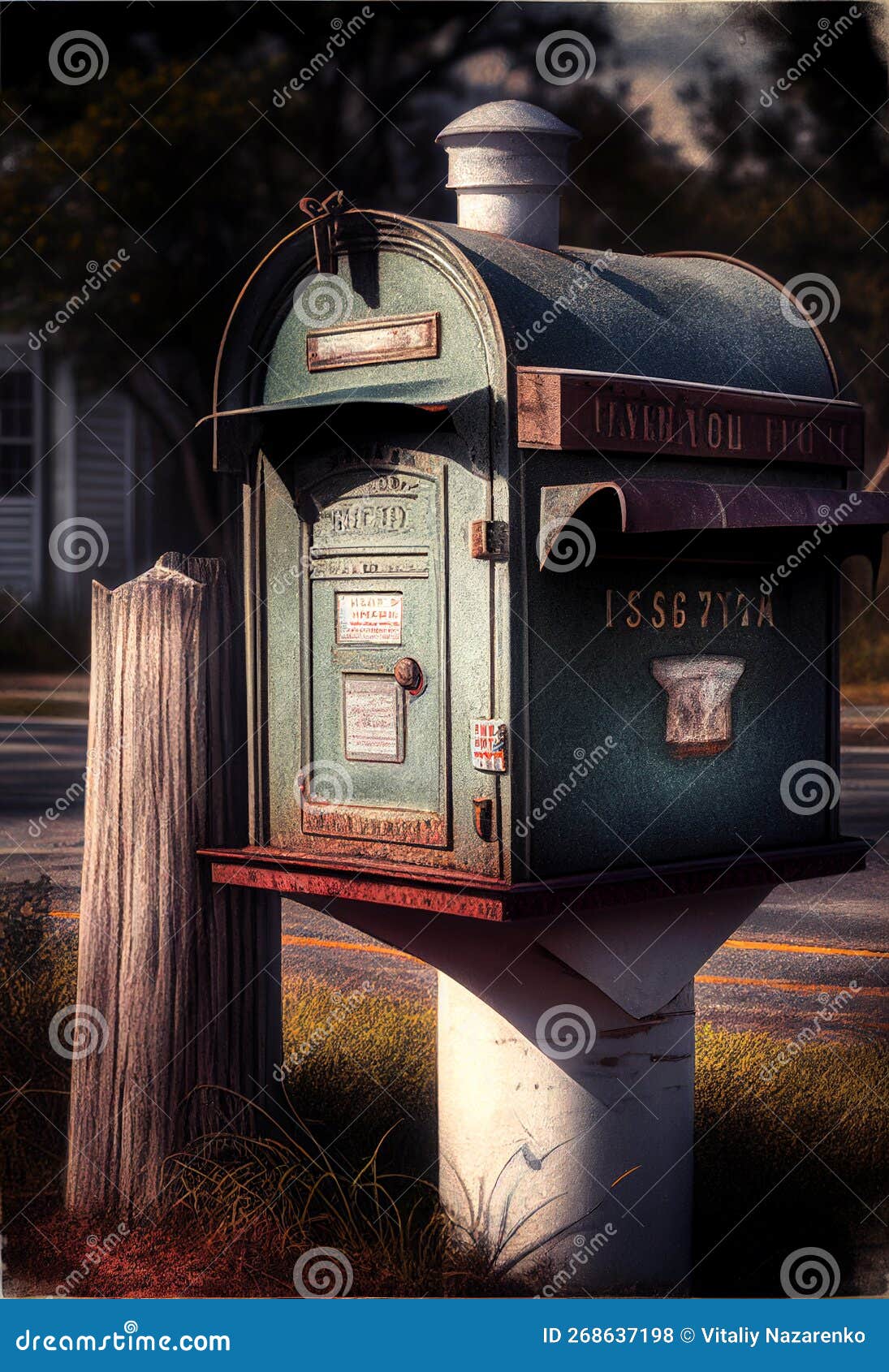 A Typical Mailbox Outside an American Home. AI Generated. Stock