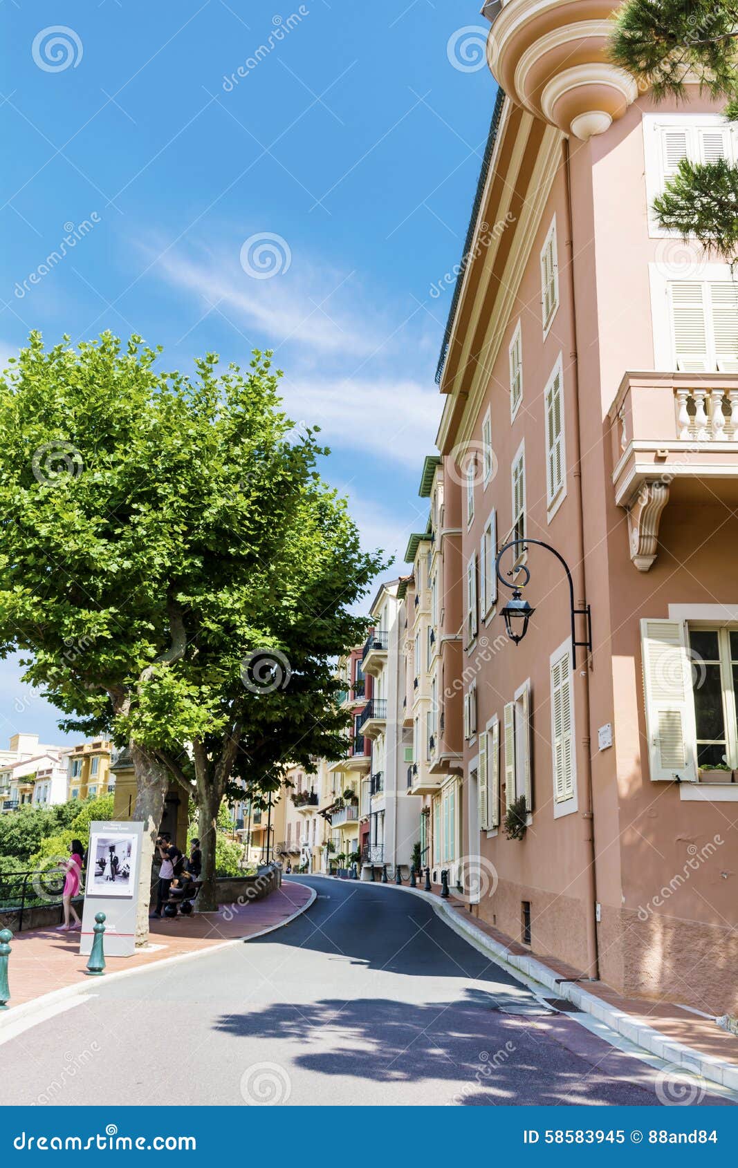 Typical Main Street in Old Town in Monaco in a Sunny Day Editorial