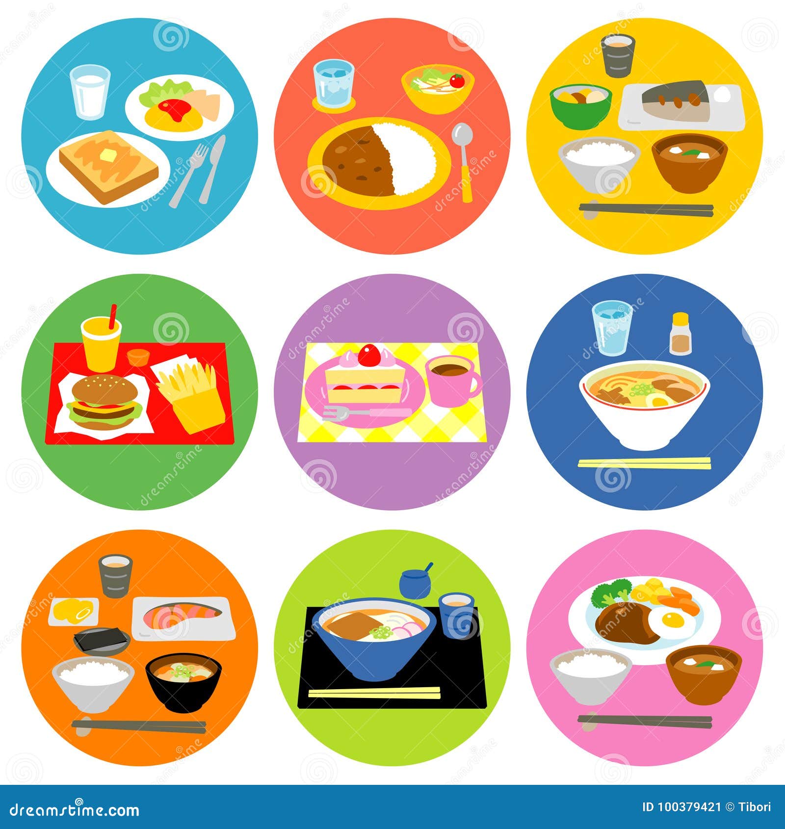 Typical meals in Japan 02 stock vector. Illustration of cuisine - 100379421