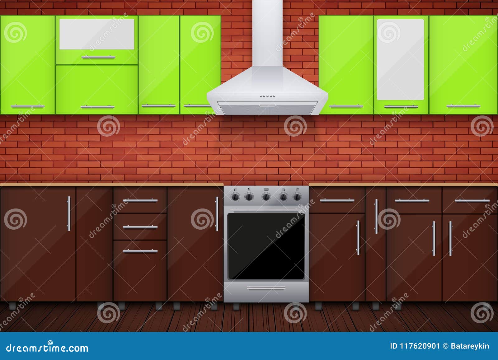 Typical modular kitchen stock vector. Illustration of modern - 117620901