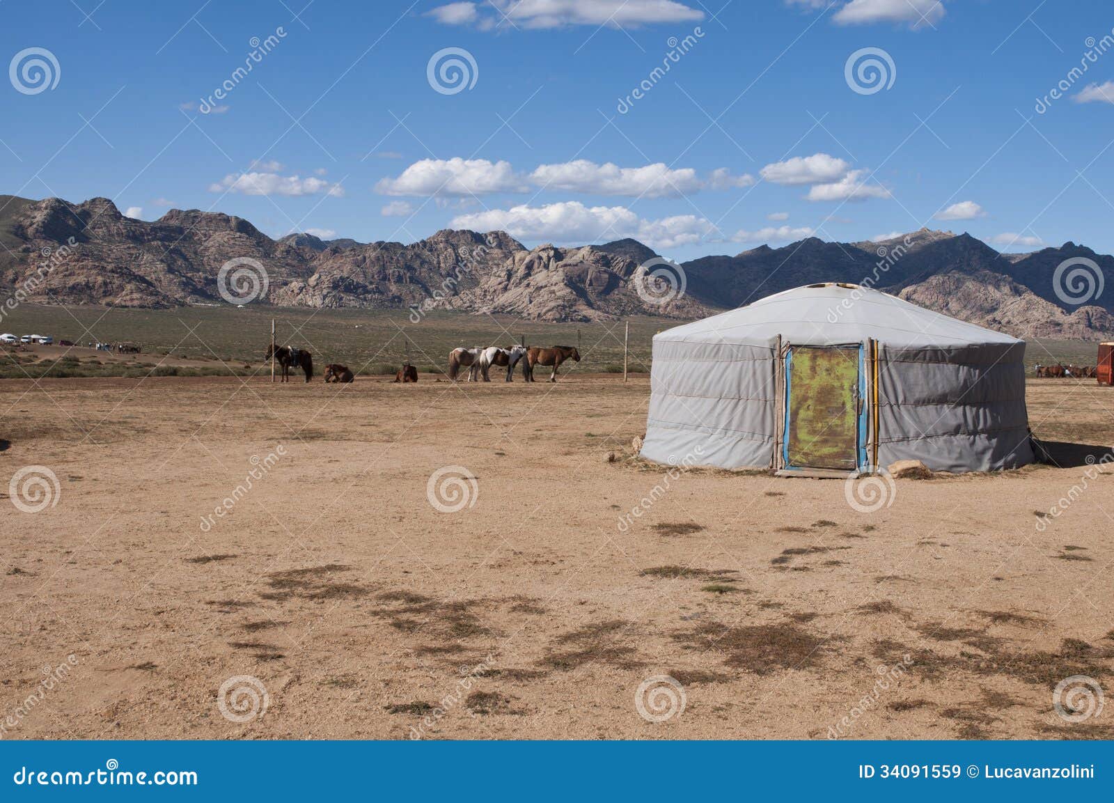nomadic yurt in desert