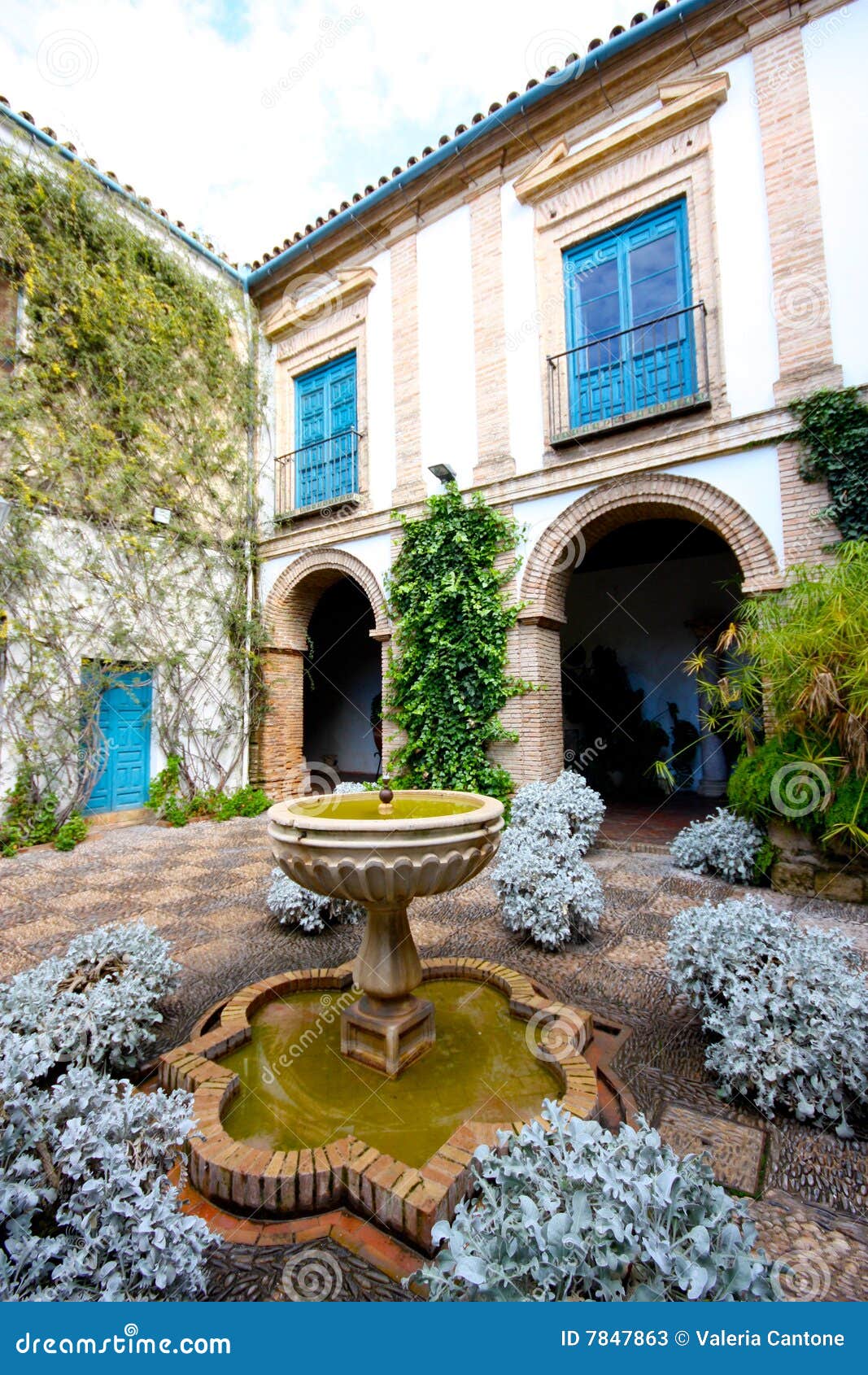 Typical Patio in Cordoba, Spain Stock Image - Image of spain, fountain ...