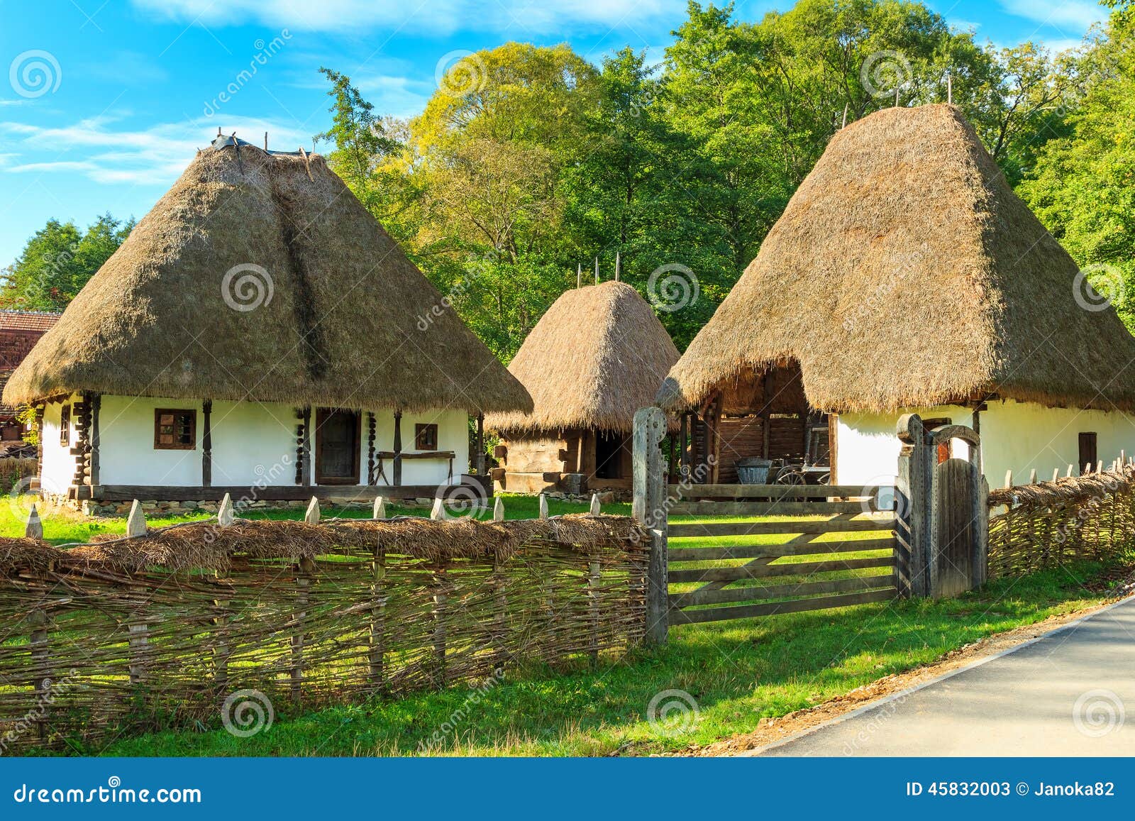 typical peasant houses,astra ethnographic village museum,sibiu,romania,europe