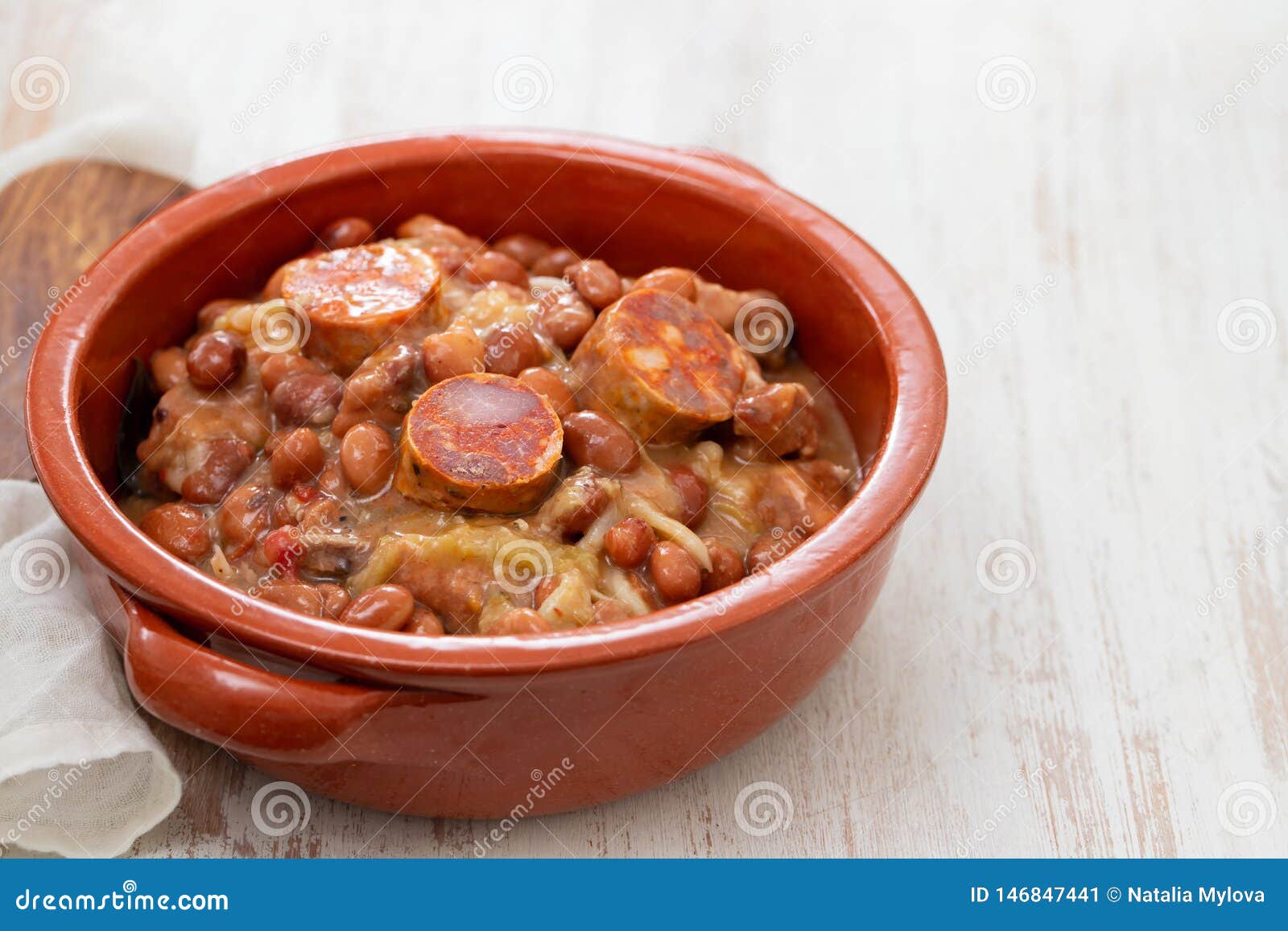 Typical Portuguese Dish Beans with Meat Stock Image Image of house