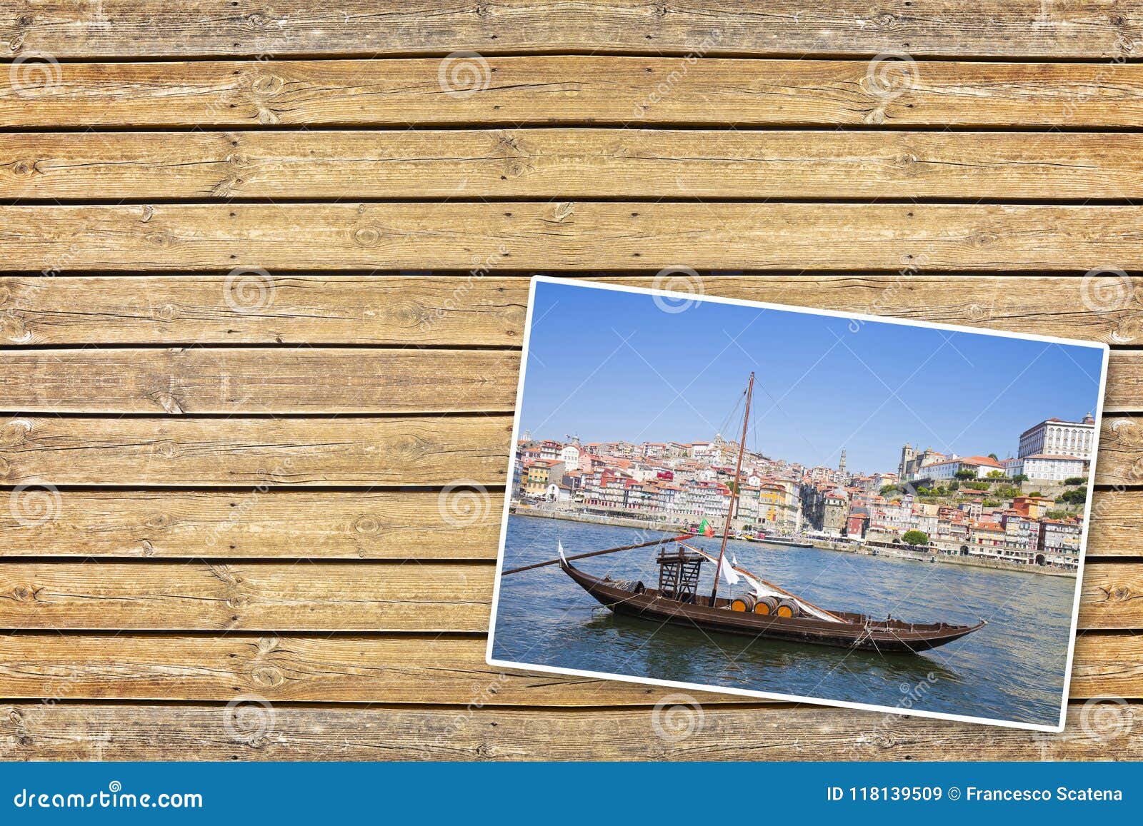 typical portuguese wooden boats, called -barcos rabelos-, used i