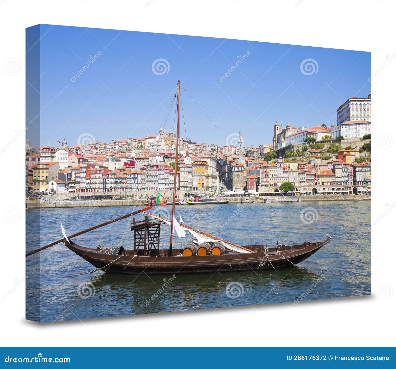 typical portuguese wooden boats called barcos rabelos, used in the past to transport the famous port wine (portugal)