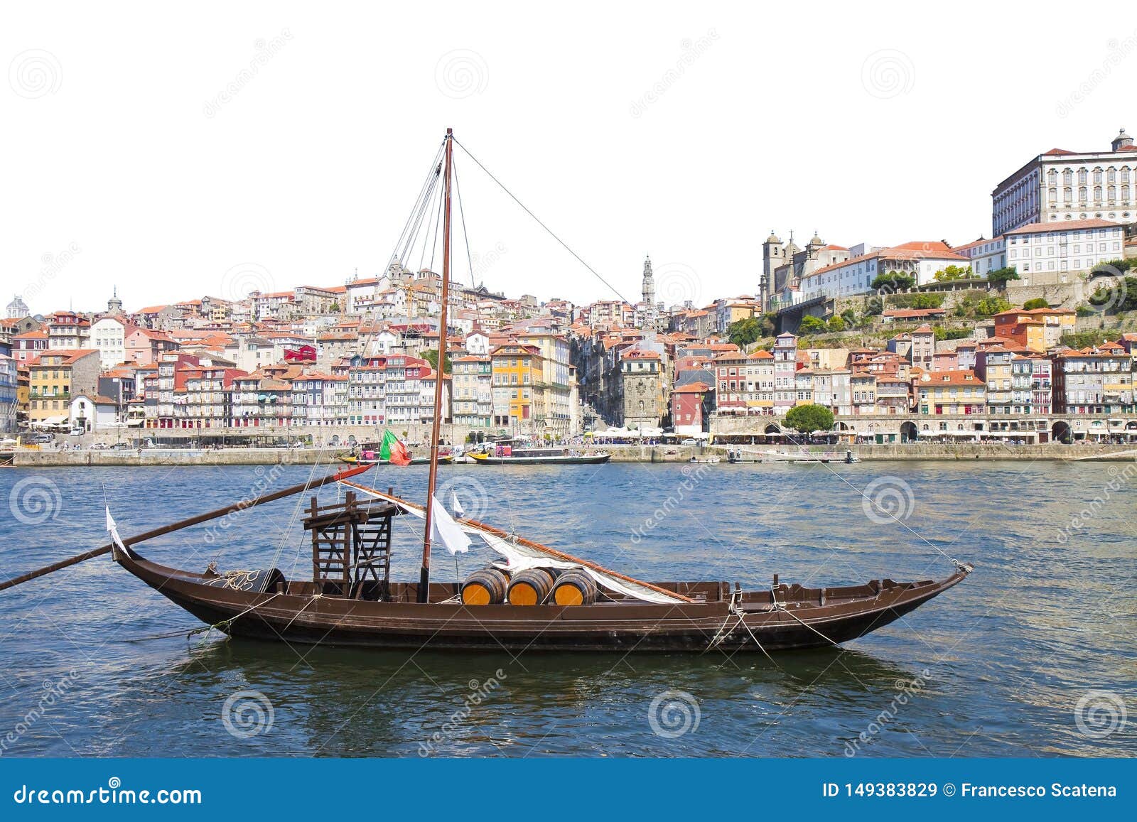 typical portuguese wooden boats, in portuguese called barcos rabelos, used in the past to transport the famous port wine portugal