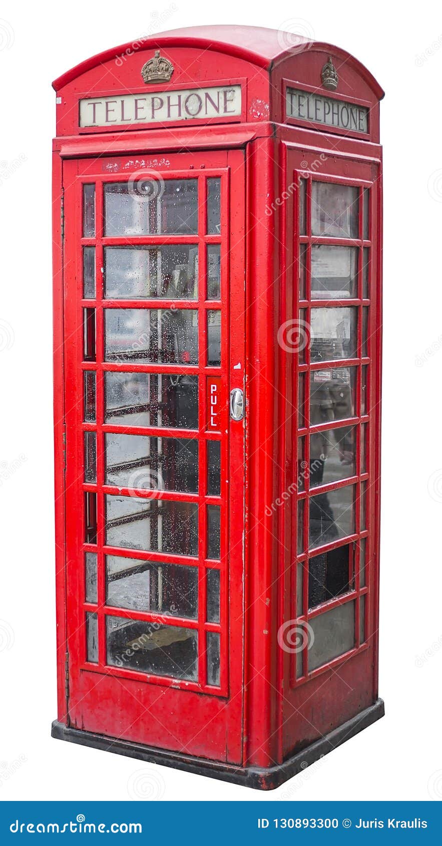 Typical Red British Telephone Booth Isolated On White Stock Photo