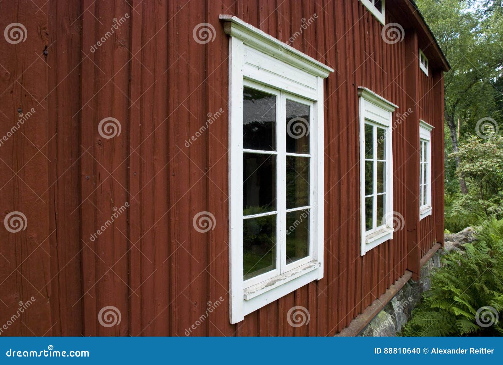 Typical Red Scandinavian Wooden House with White Windows Stock Photo Image of typical, windows