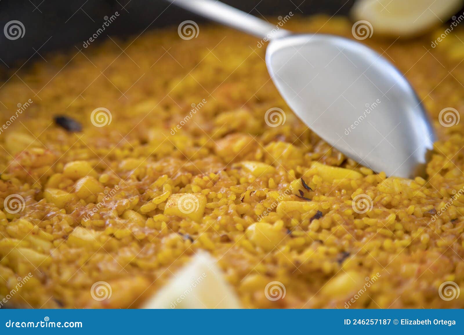 Typical Restaurant Paella Rice Paella a Banda Stock Image Image of