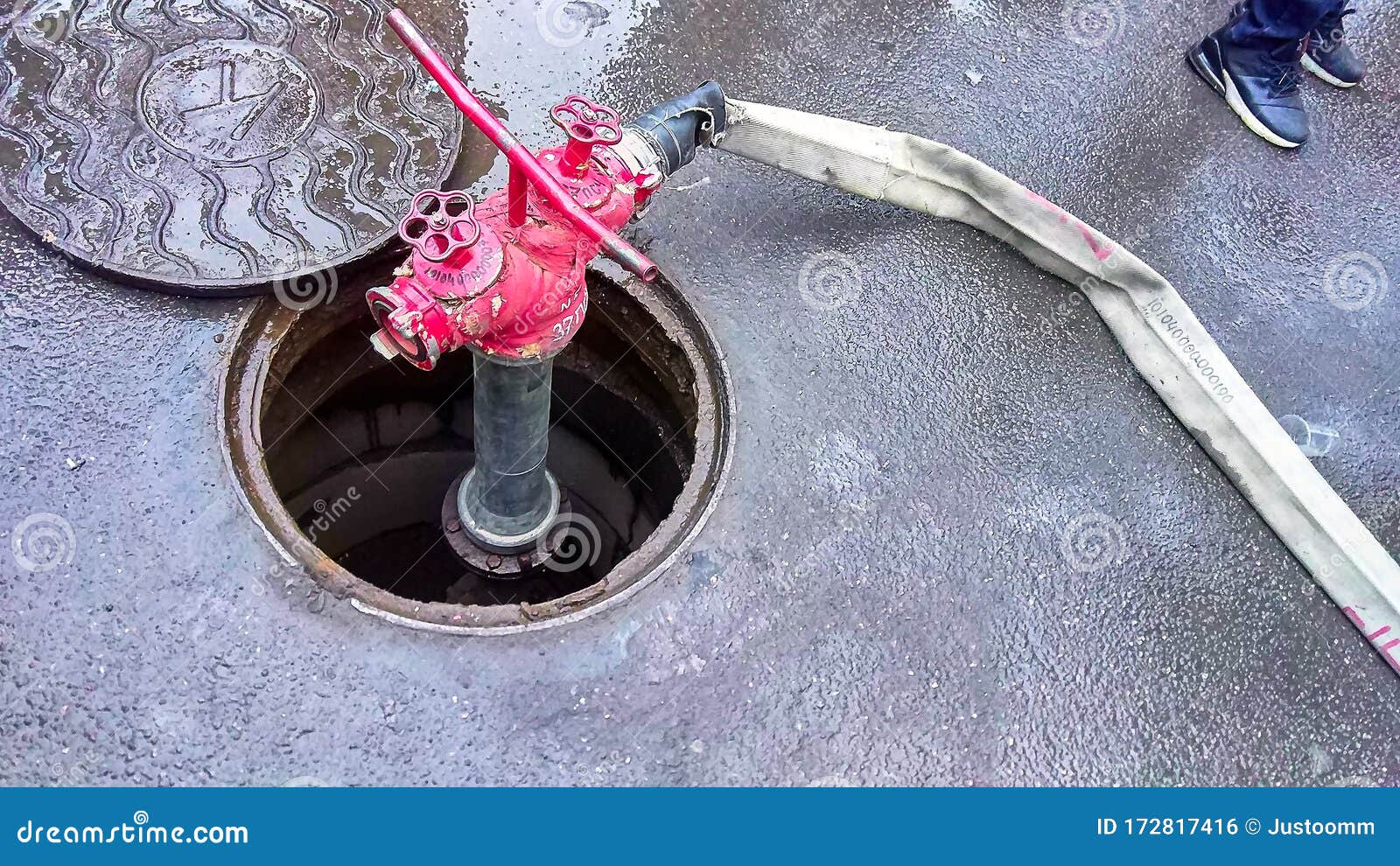 Typical Russian Red Fire Hydrant Underground Stock Photo Image of