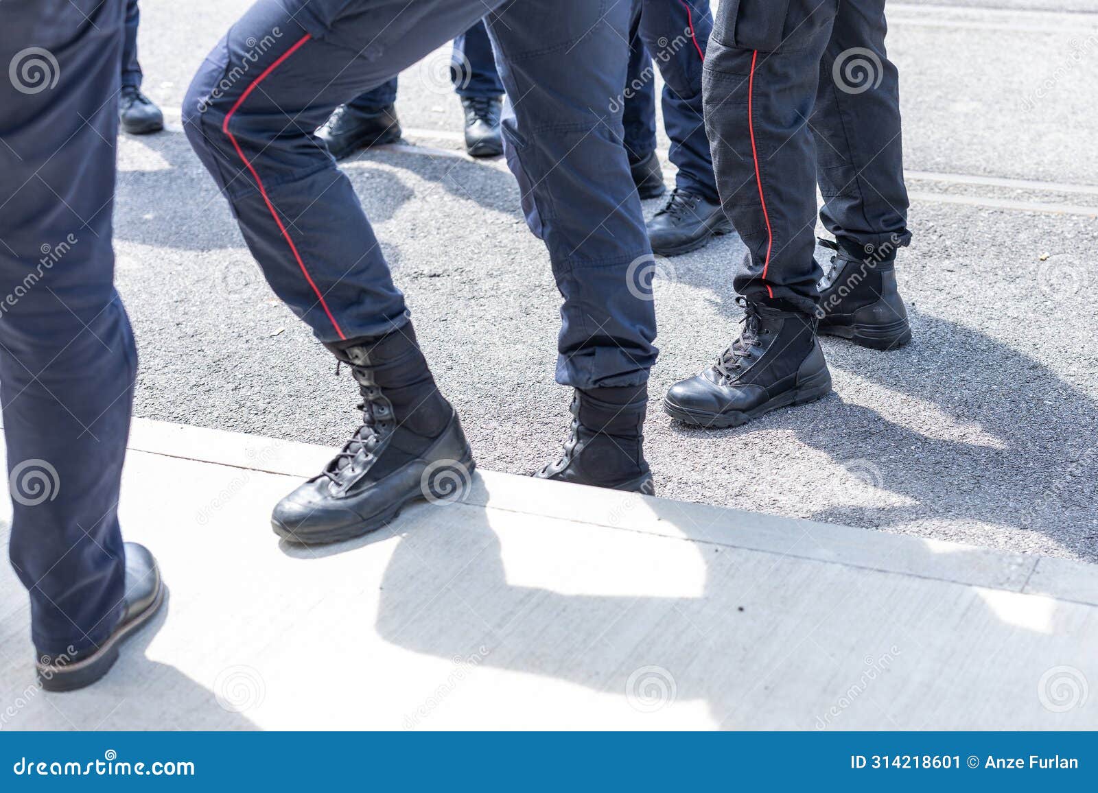 typical shoes of italian carabinieri police officers. leather shoes on feet of police unit in italy.. police shoewear