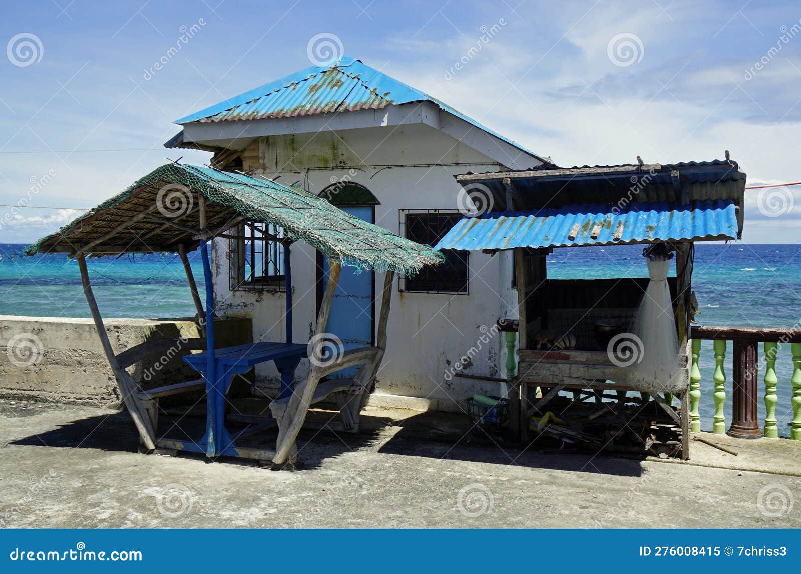 Typical Small Houses Near the Beach at the Philippines Stock Image