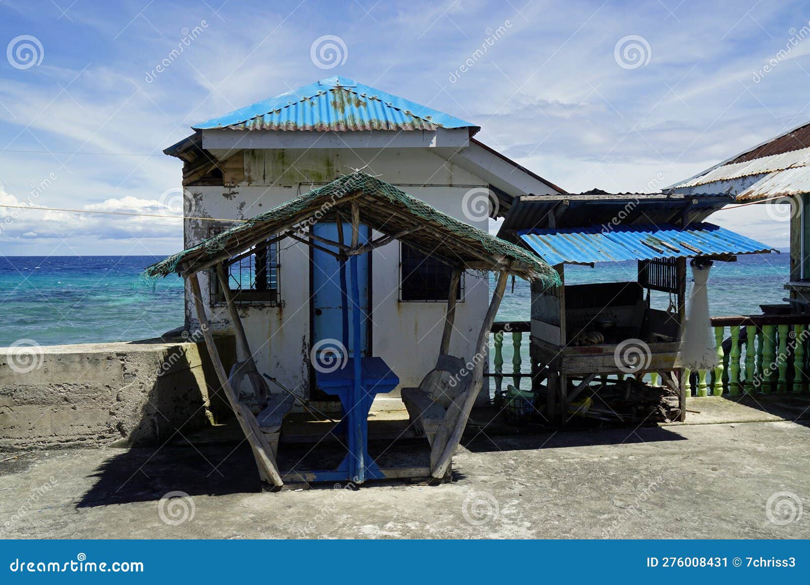 Typical Small Houses Near the Beach at the Philippines Stock Image