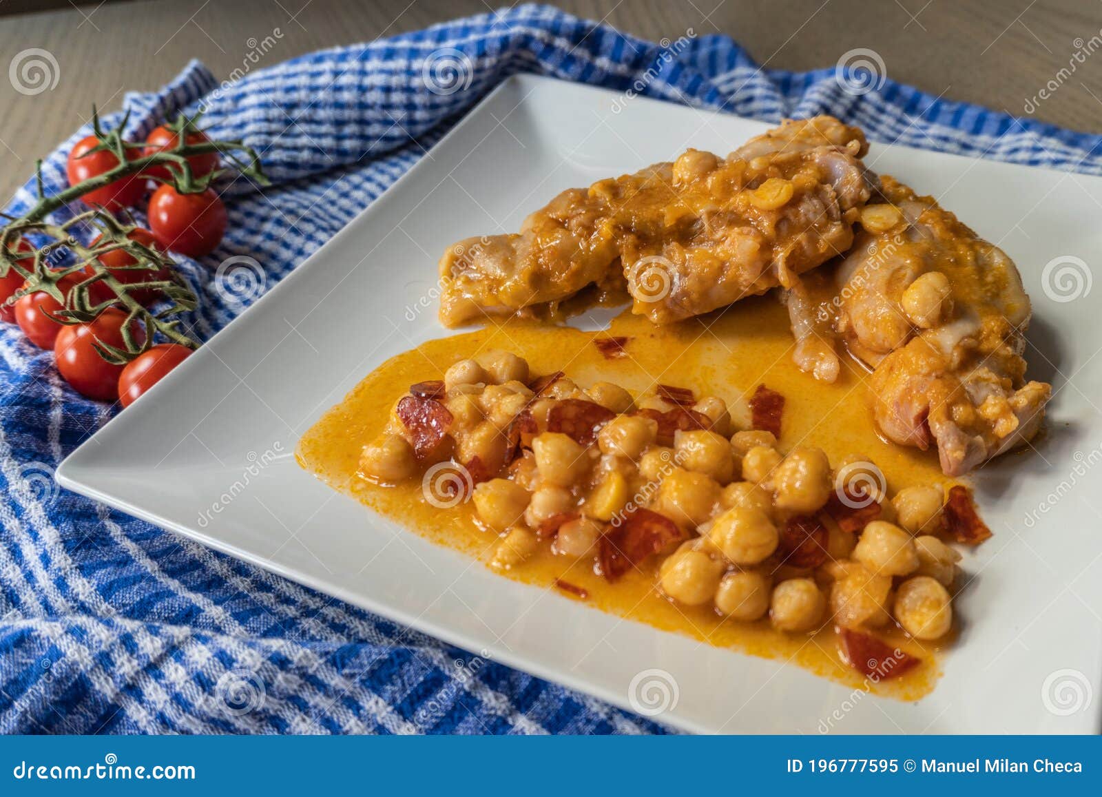 Typical Spanish Dish, Braised Pork Feet with Chickpeas Stock Image Image of tasty, white