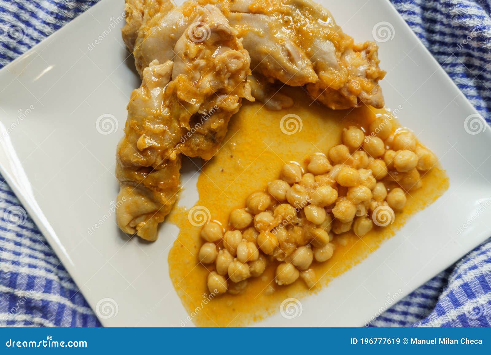 Typical Spanish Dish, Braised Pork Feet with Chickpeas Stock Image Image of chickpea