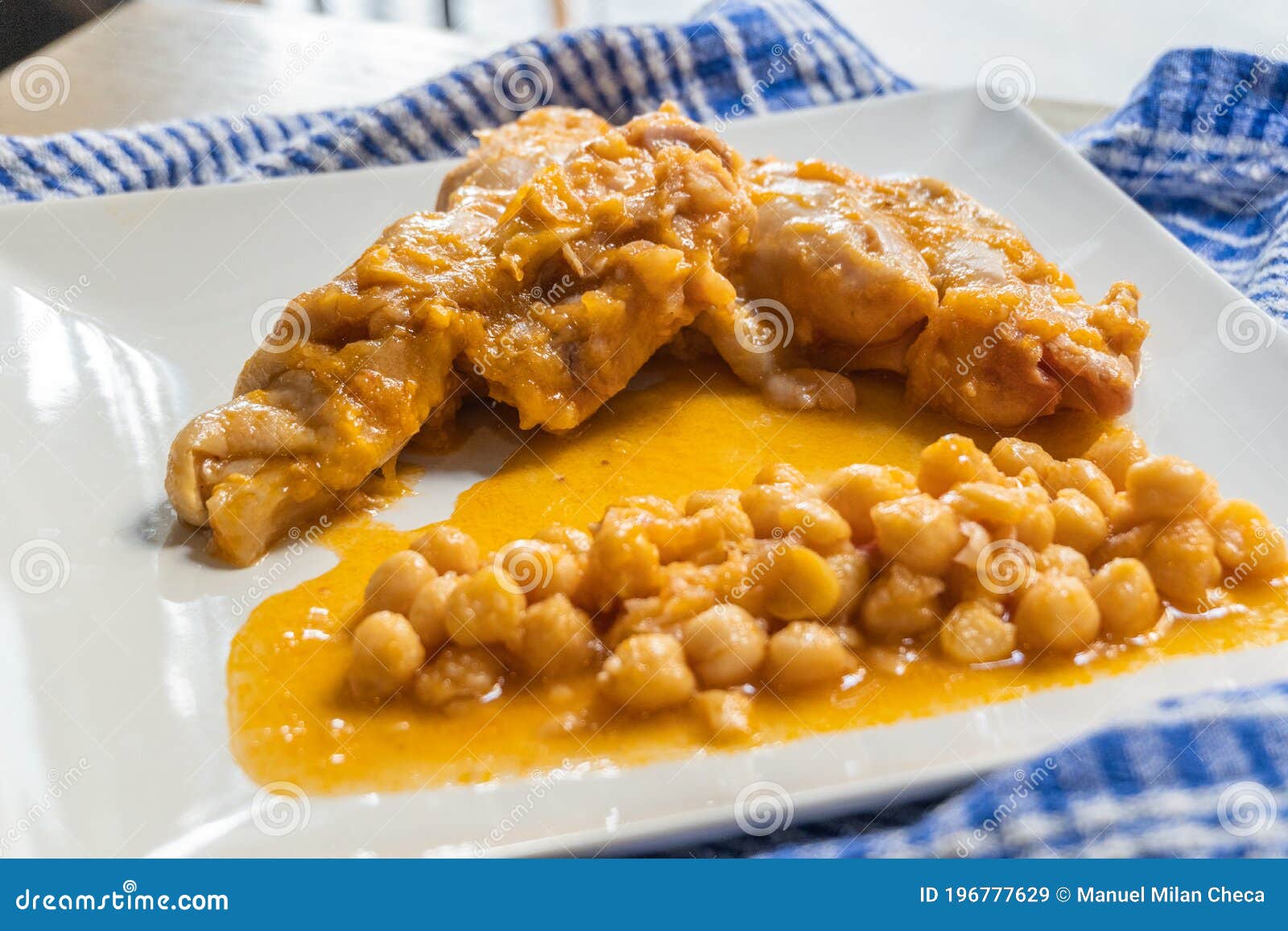 Typical Spanish Dish, Braised Pork Feet with Chickpeas Stock Image Image of plate, appetising