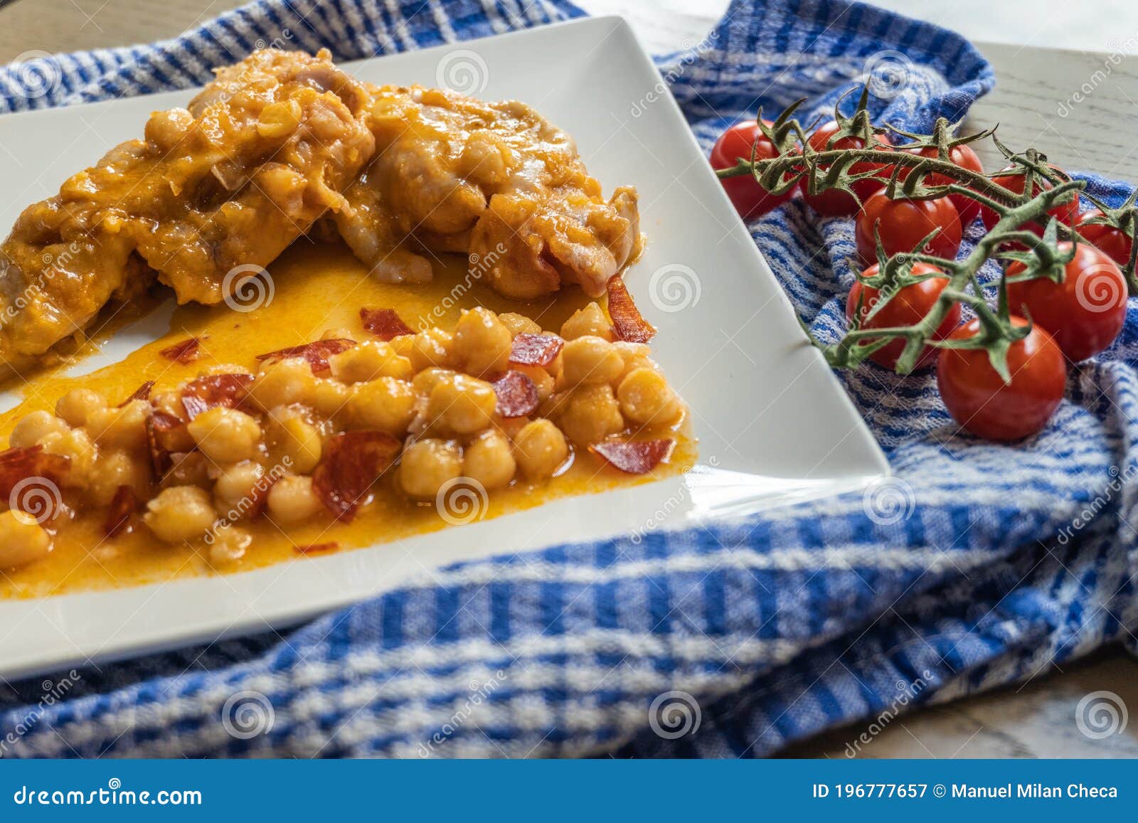 Typical Spanish Dish, Braised Pork Feet with Chickpeas Stock Image Image of cooking, meal