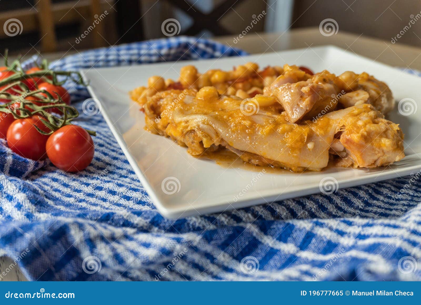 Typical Spanish Dish, Braised Pork Feet with Chickpeas Stock Image Image of white, vegetable