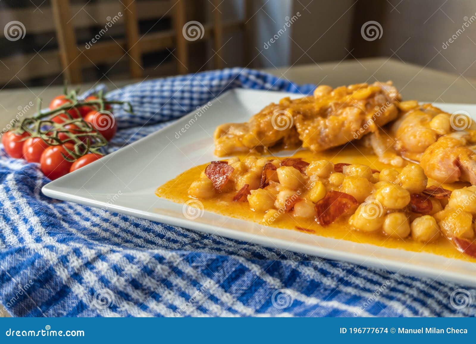 Typical Spanish Dish, Braised Pork Feet with Chickpeas Stock Photo Image of ingredient