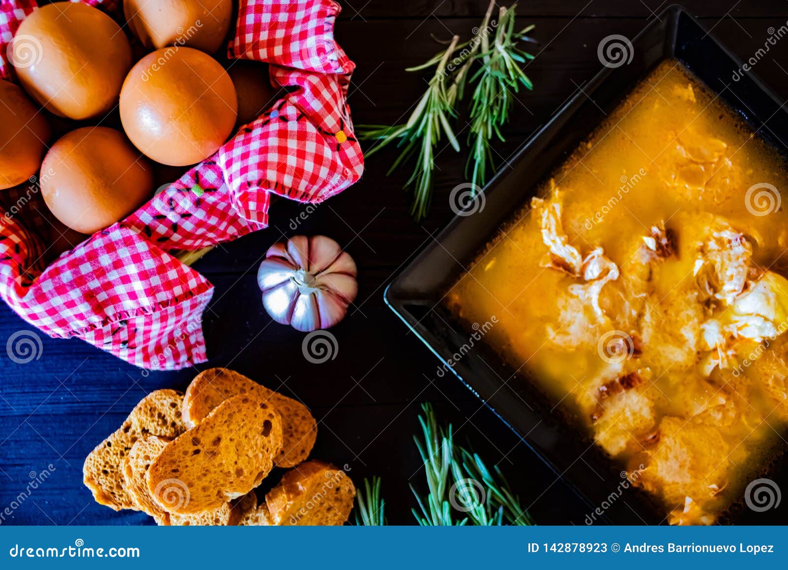Typical Spanish Garlic Soups in Composition Stock Image Image of