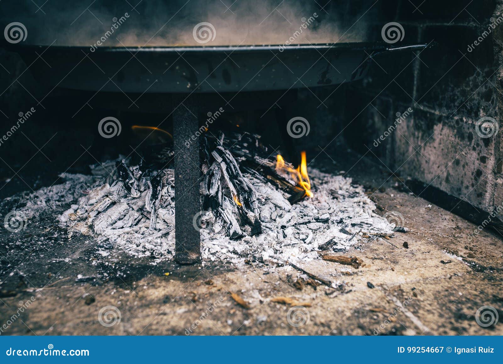 Typical Spanish Paella in the Fire Stock Image Image of spanish