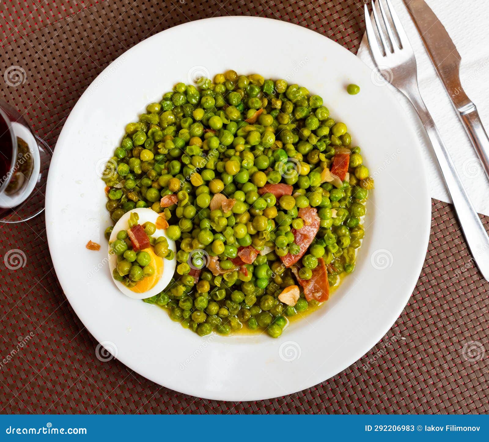 Typical Spanish Side Dish Peas with Jamon Stock Image Image of delicacy, roasted 292206983