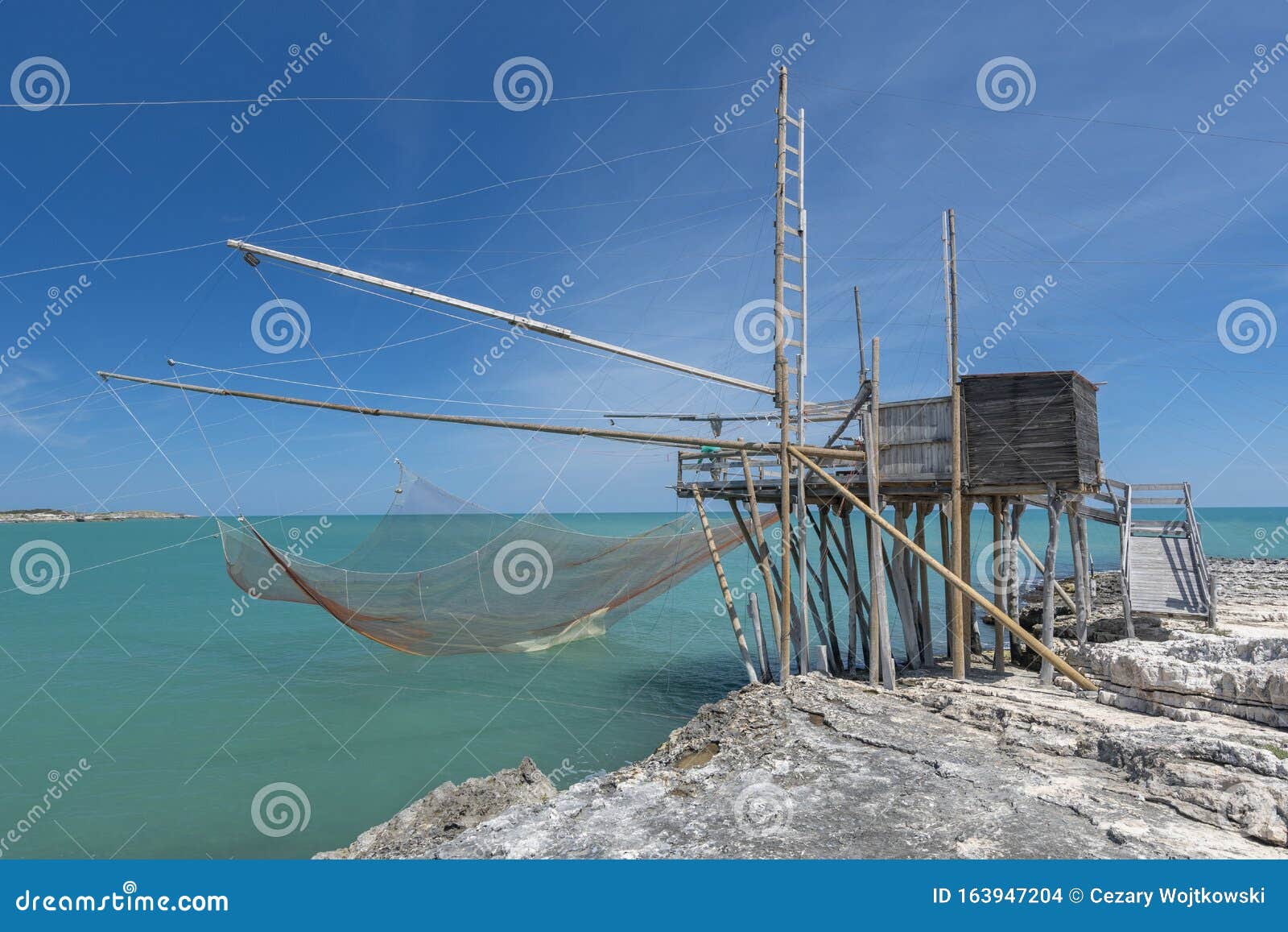 Typical Traditional Fishing Trabucco at the Beach of Vieste Along the ...