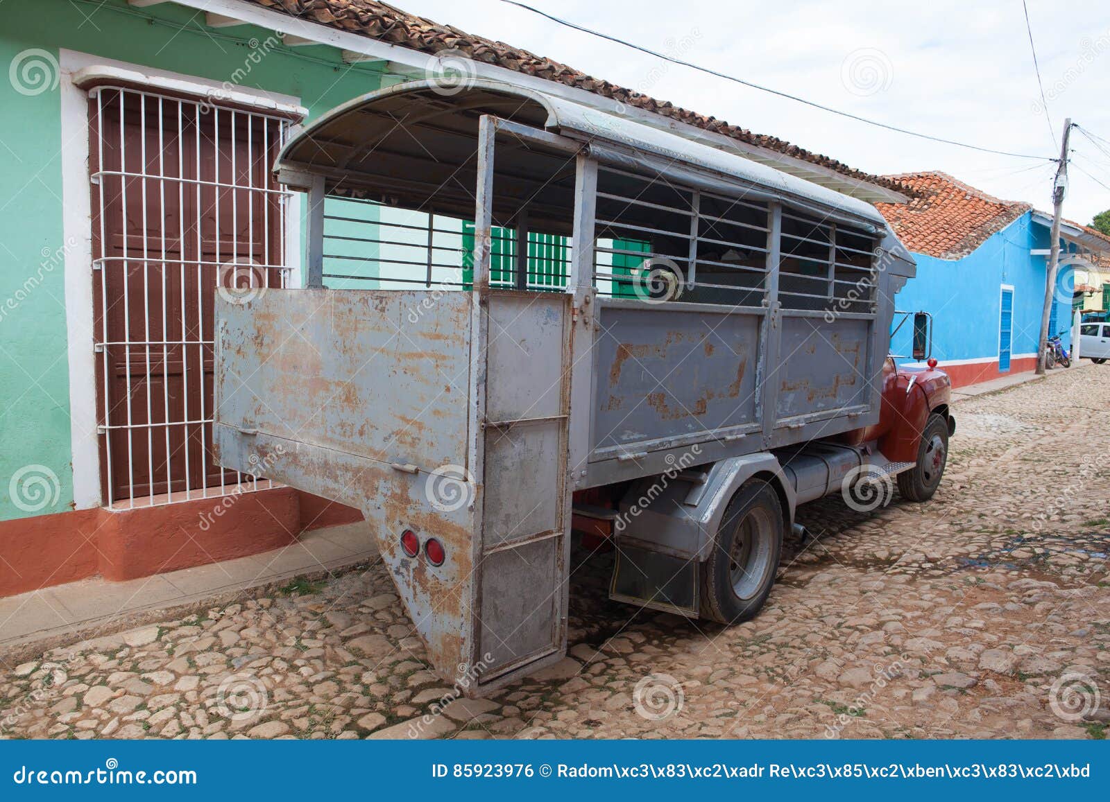 typical truck bus camion in trinidad,cuba. due to embargo cuba