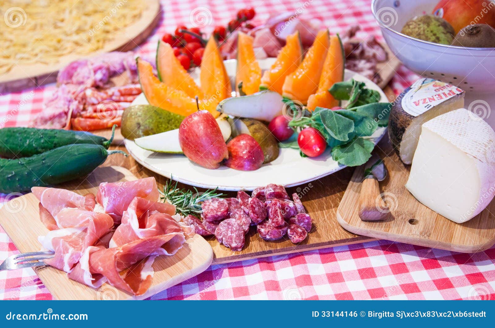 Typical Tuscany Cuisine with Prosciutto and Fruit. Stock Photo Image of cuts, delicatessen
