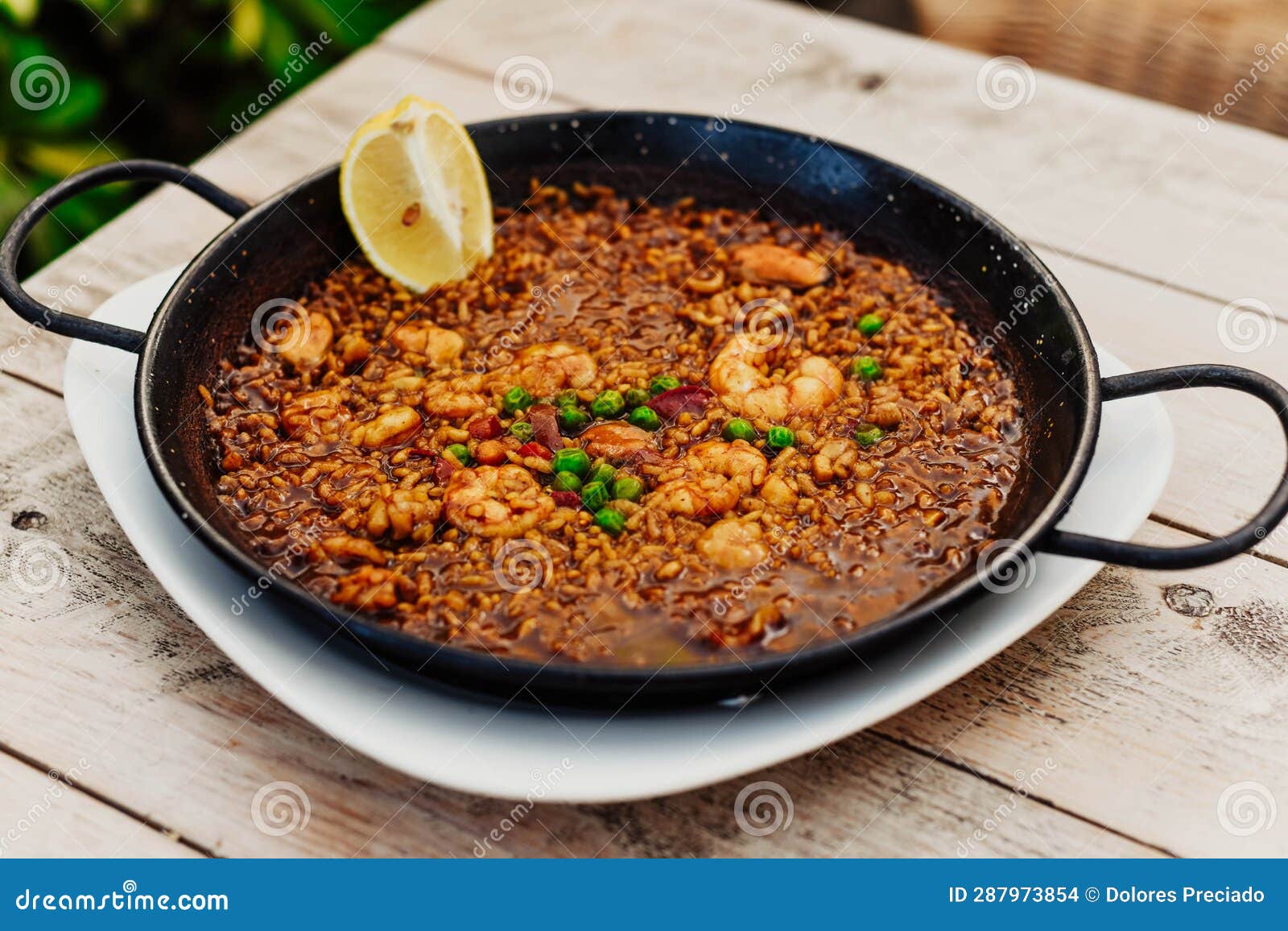 Typical Valencian Seafood Paella with Rice Stock Photo Image of