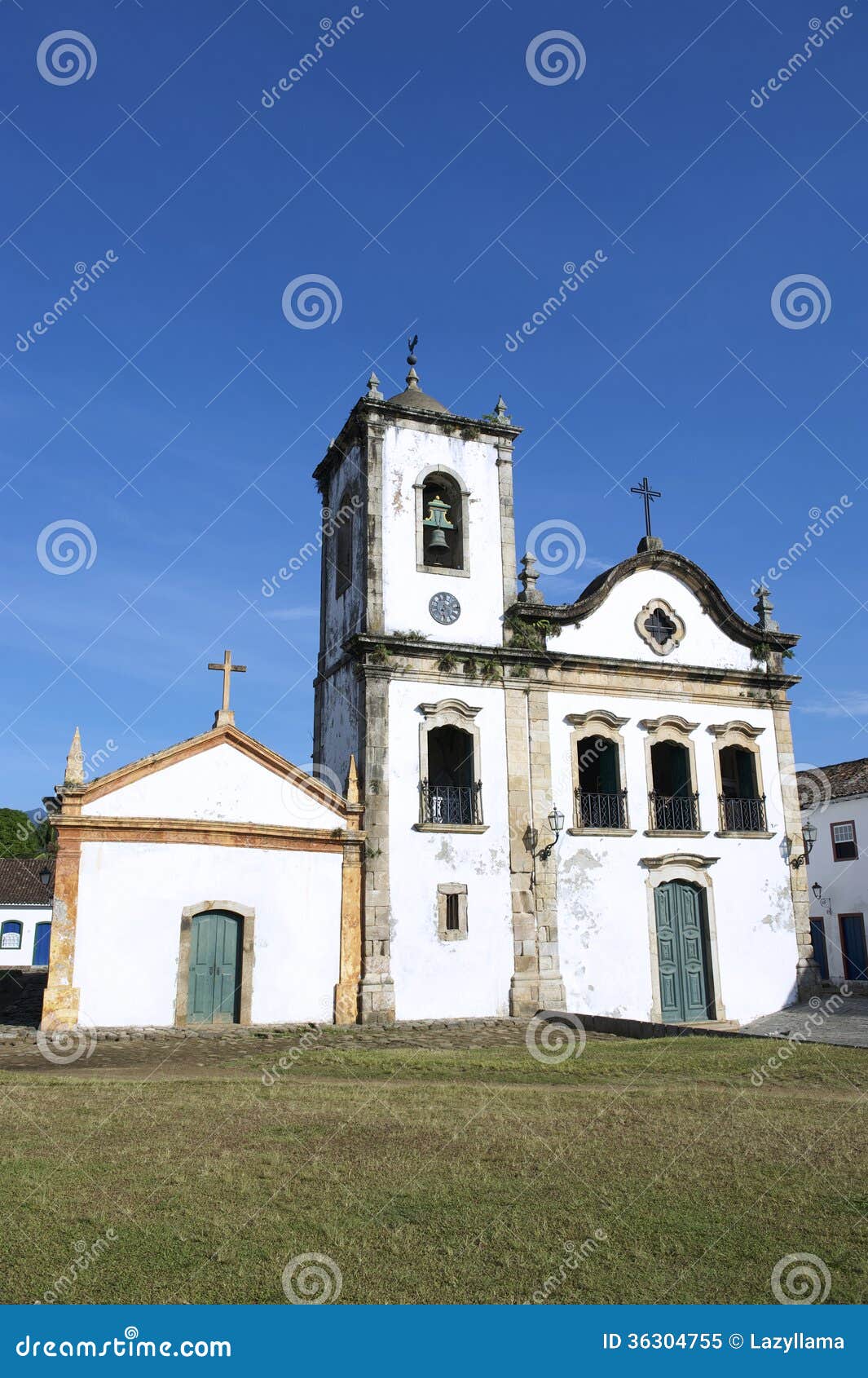 typical white colonial capela de santa rita church paraty brazil
